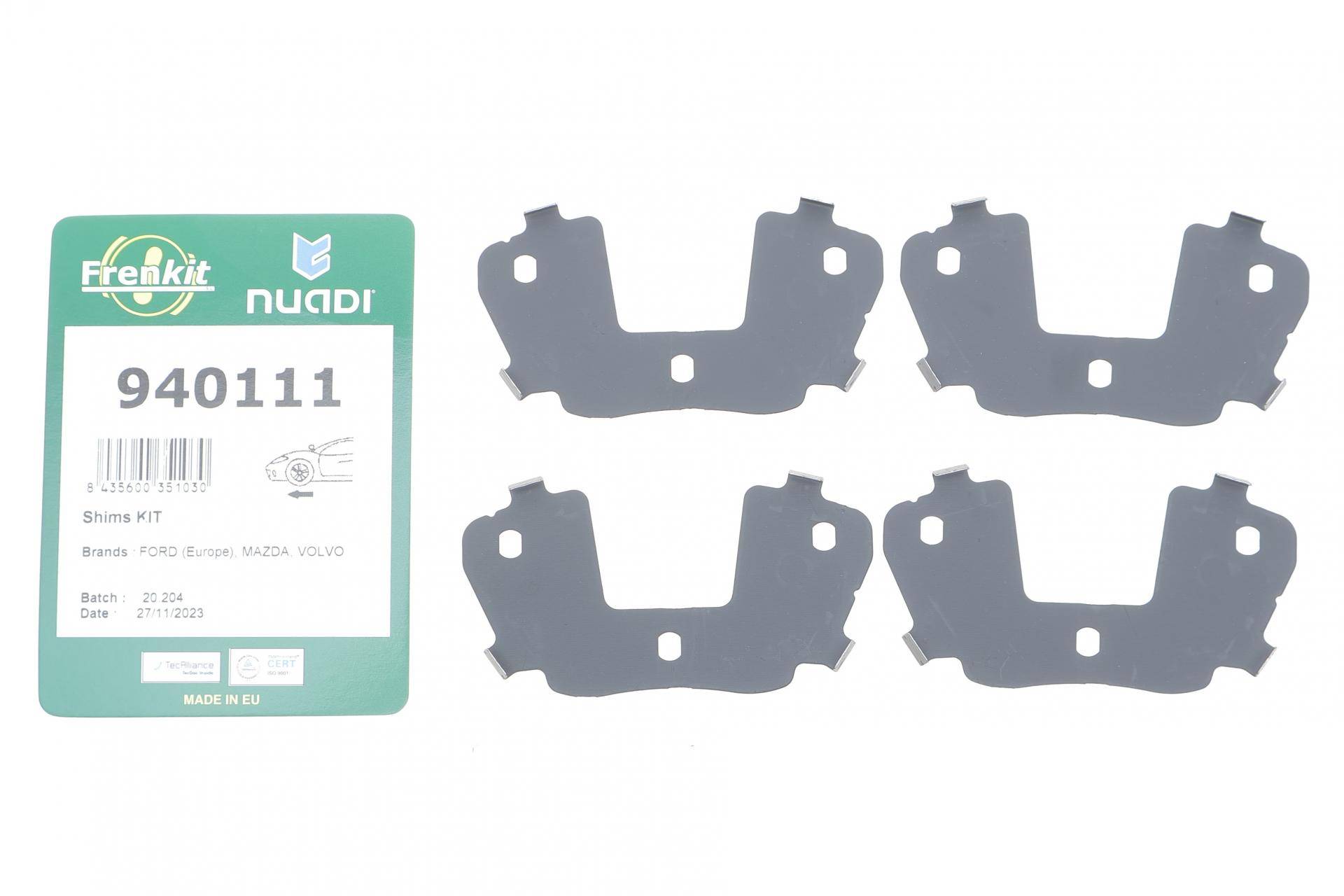 Комплект протискрипних пластин (передніх) Ford Transit Connect/Kuga 08-/Focus/Mazda 3/5/Volvo C30/S40/V50 03-/V40