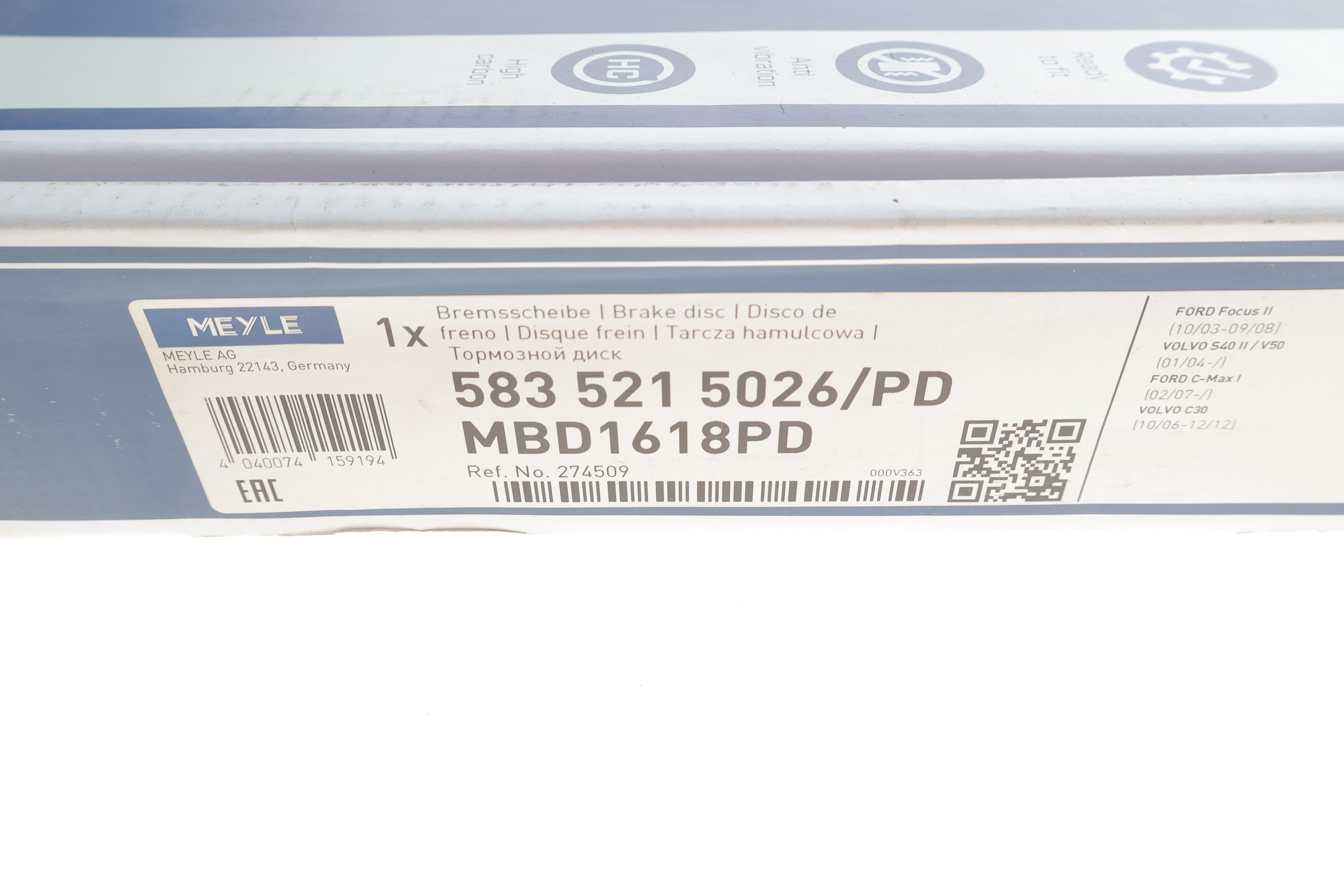 Диск гальмівний (передній) Ford C-max/Focus/Volvo C30/C70/S40/V50 04- (278x25)