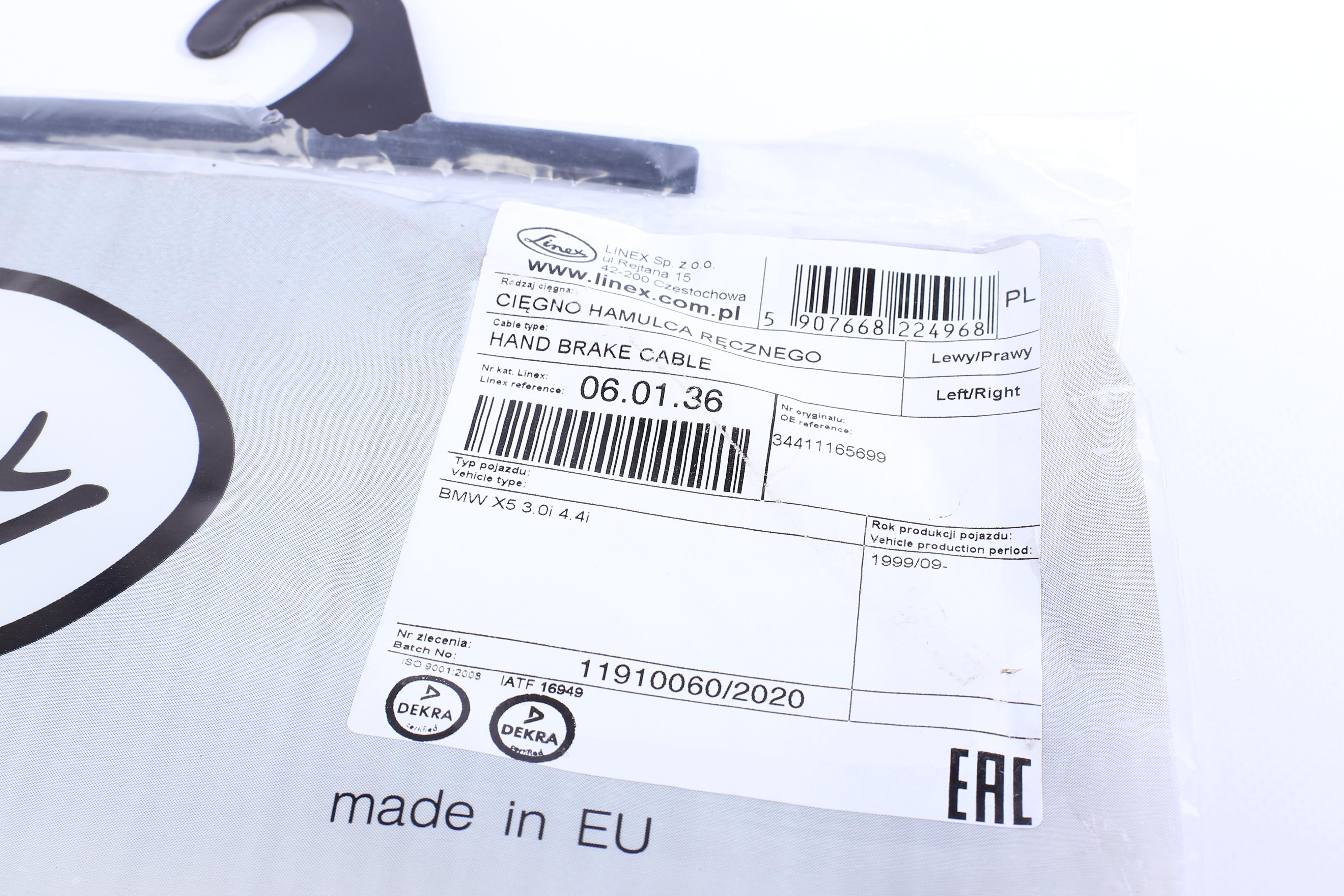 Трос ручника (задній) BMW X5 (E53) 00-06 (1942/1161 мм)