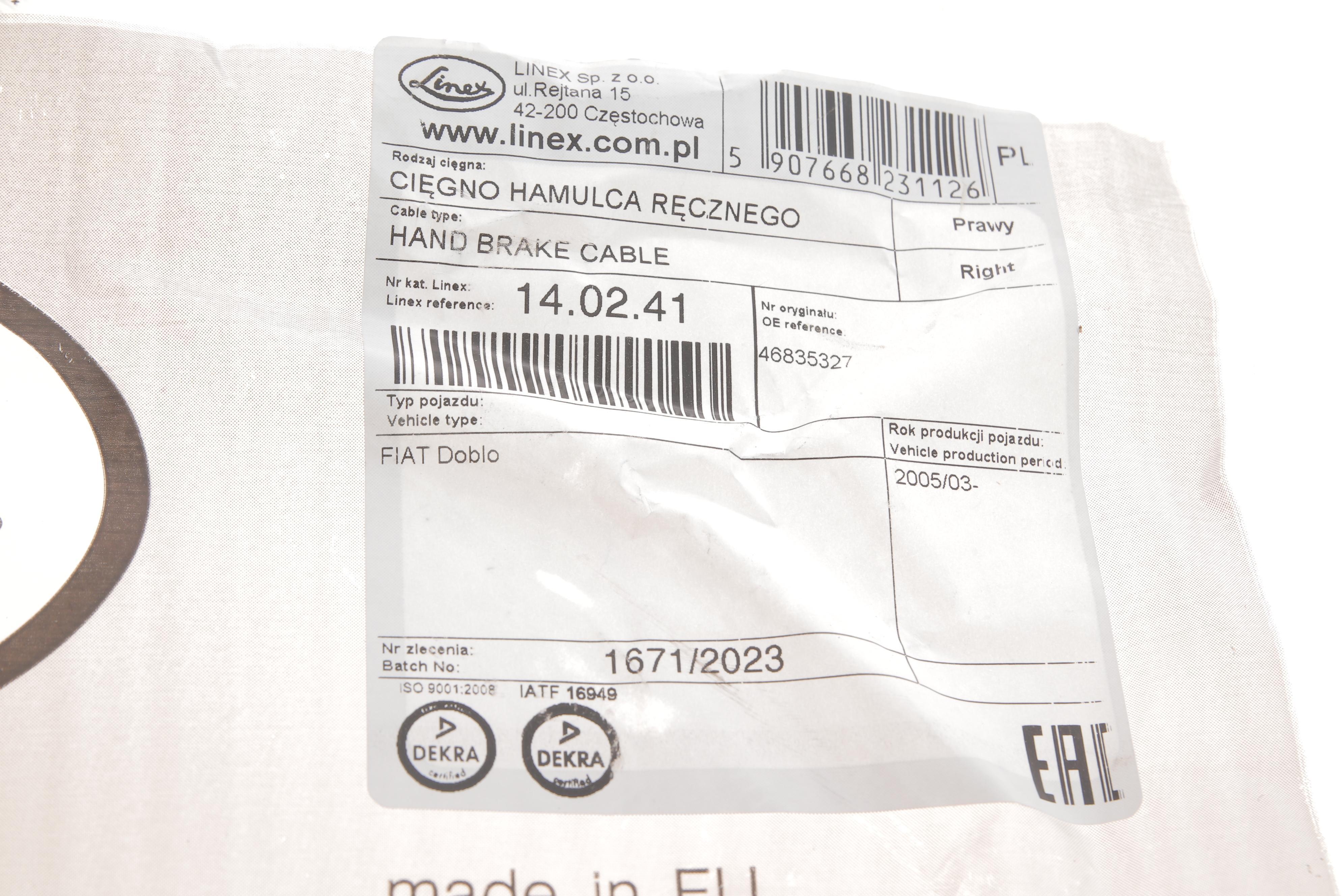 Трос ручника (задній) (R) Fiat Doblo 01-