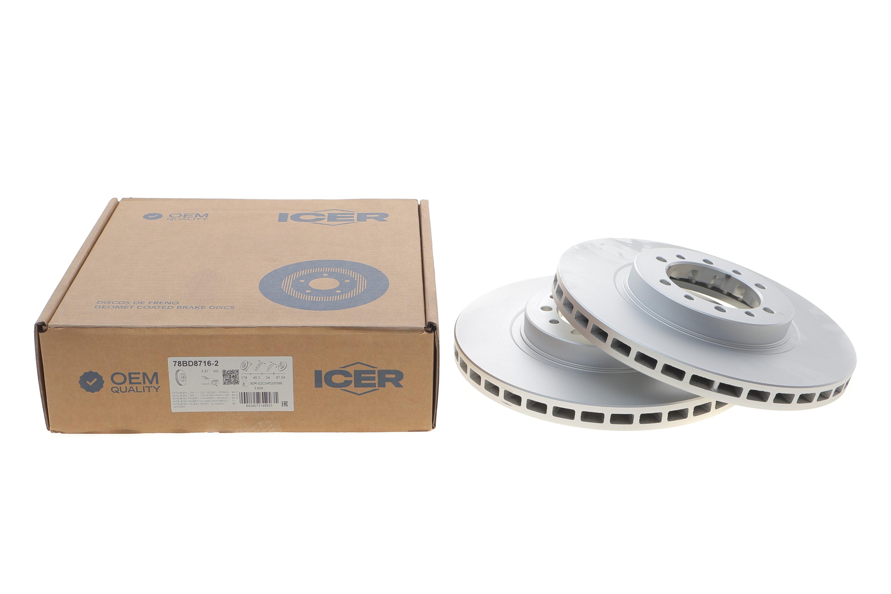 Диск гальмівний (передній) Mitsubishi Pajero 90-00/L200 96-07 (276x24) (вент.)