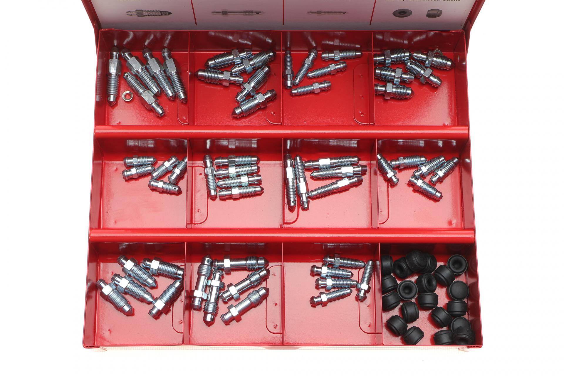 Комплект штуцерів прокачки гальм M6x1-M10x1/7x21.7-11x29.9 +заглушки (75шт.) = 171-0002