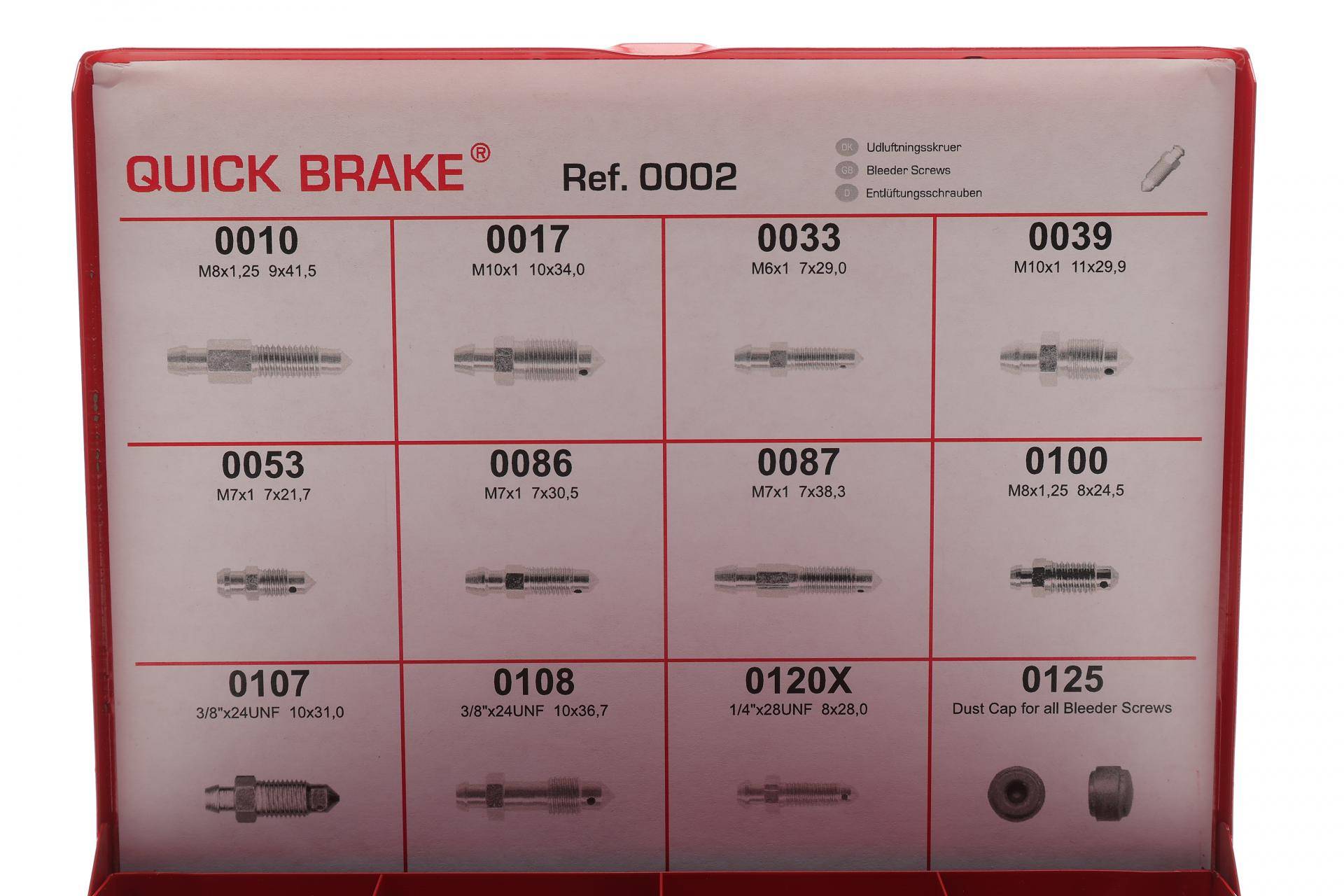 Комплект штуцерів прокачки гальм M6x1-M10x1/7x21.7-11x29.9 +заглушки (75шт.) = 171-0002