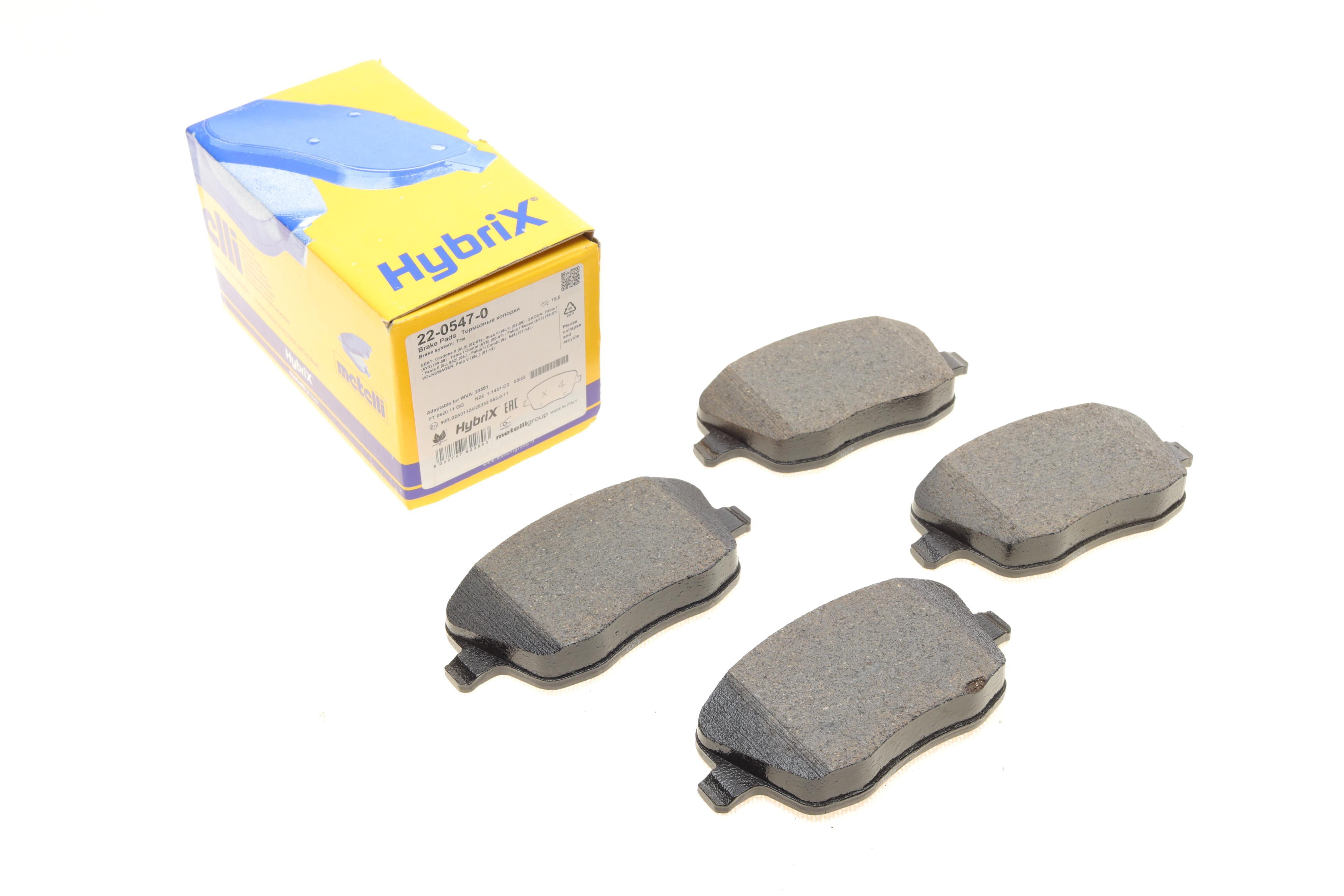 Колодки гальмівні (передні) Seat Cordoba/Ibiza IV/VW Polo/Skoda Fabia 99-15/Roomster 06-15