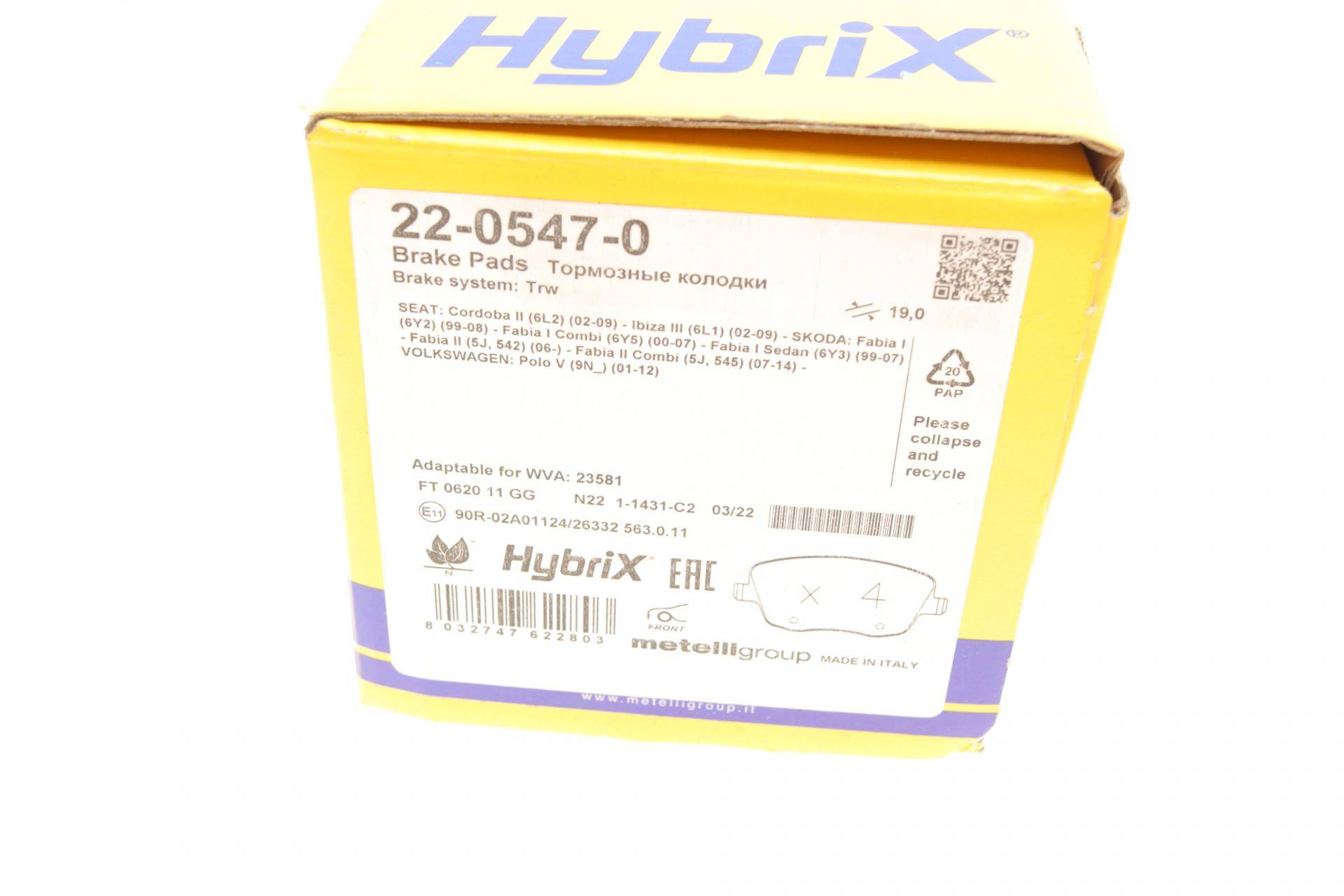 Колодки гальмівні (передні) Seat Cordoba/Ibiza IV/VW Polo/Skoda Fabia 99-15/Roomster 06-15