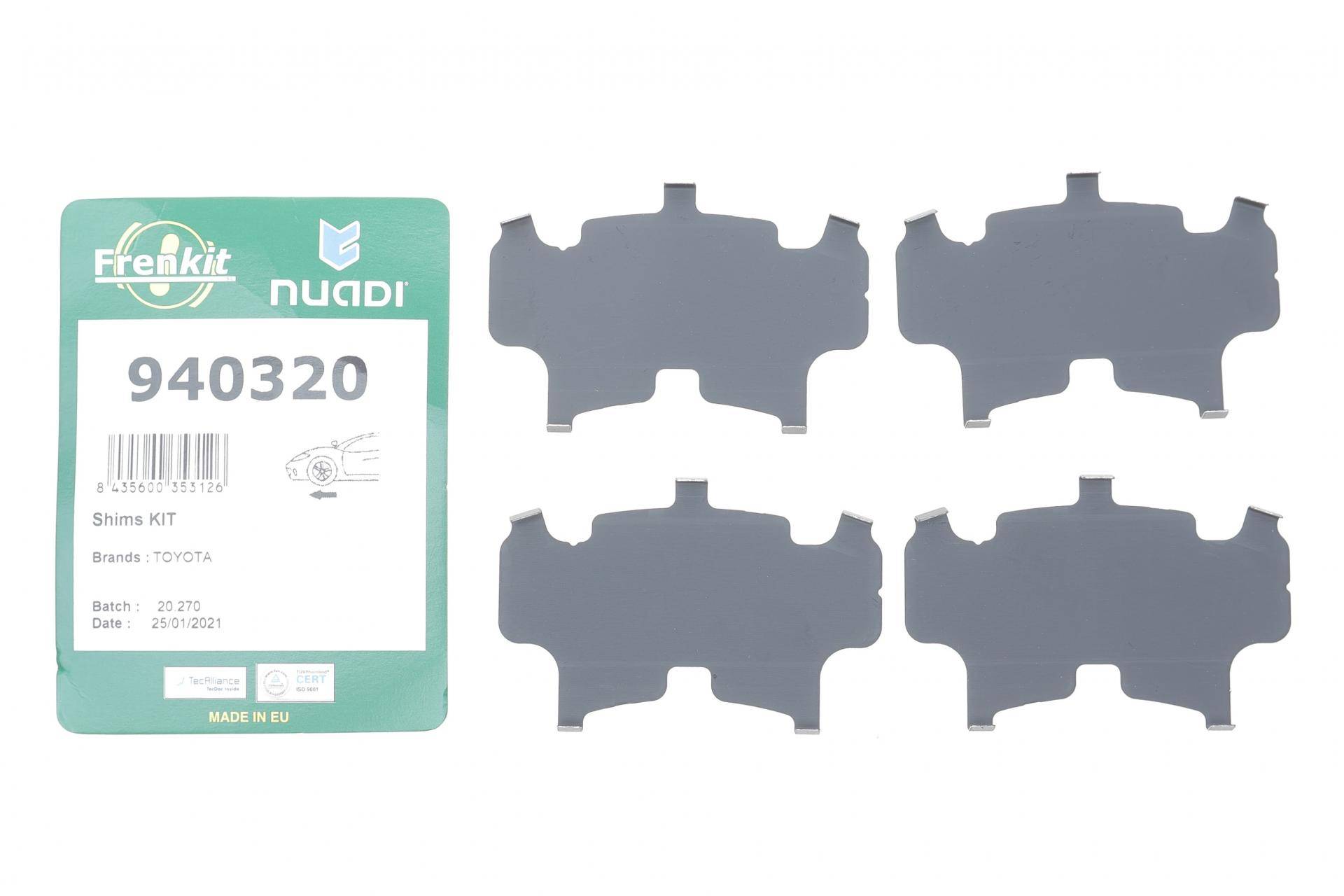 Комплект протискрипних пластин (передніх) Toyota Auris/Corolla 12-18