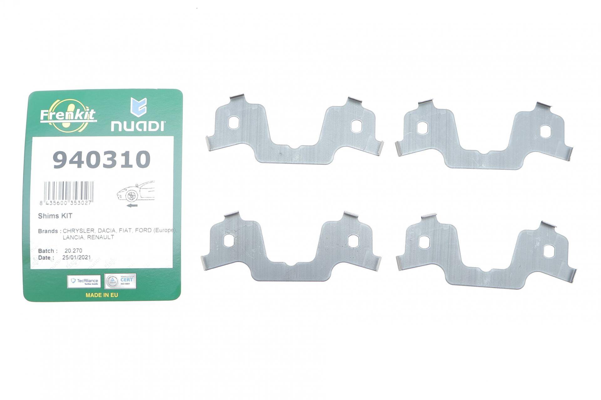 Комплект протискрипних пластин (передніх) Fiat 500/500C/Panda/Punto 09-