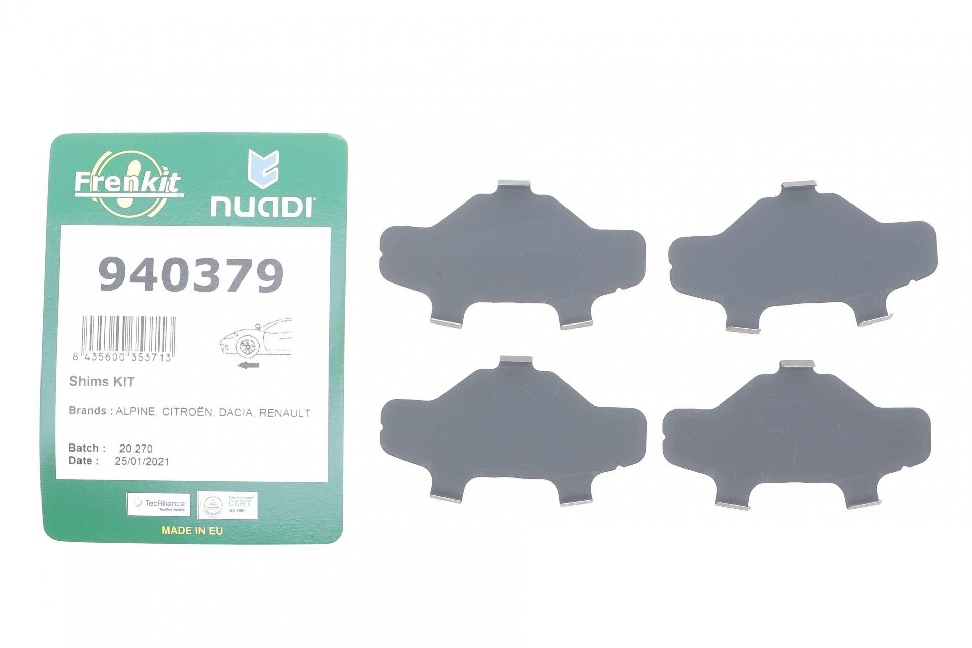 Комплект протискрипних пластин (передніх) Dacia Logan/Sandero 1.0-1.6 04-/Renault Clio 1.2-1.9 98-