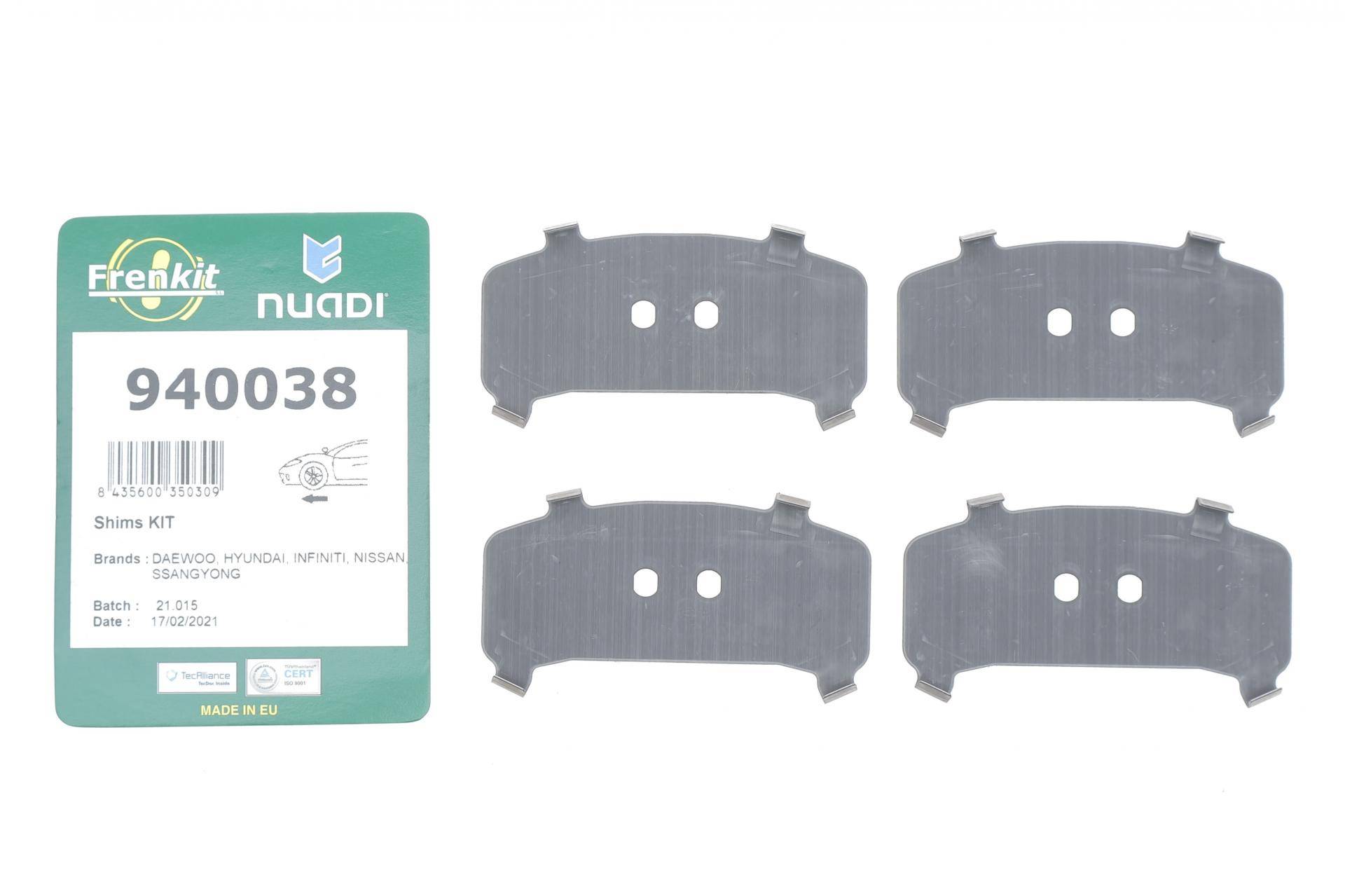 Комплект протискрипних пластин (передніх) Hyundai Lantra 90-00/Nissan Primera 90-98 (Akebono/Sumitomo)