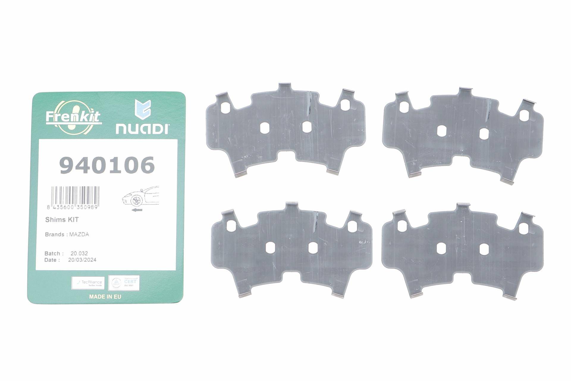 Комплект протискрипних пластин (передніх) Mazda 6 02-08 (Akebono)