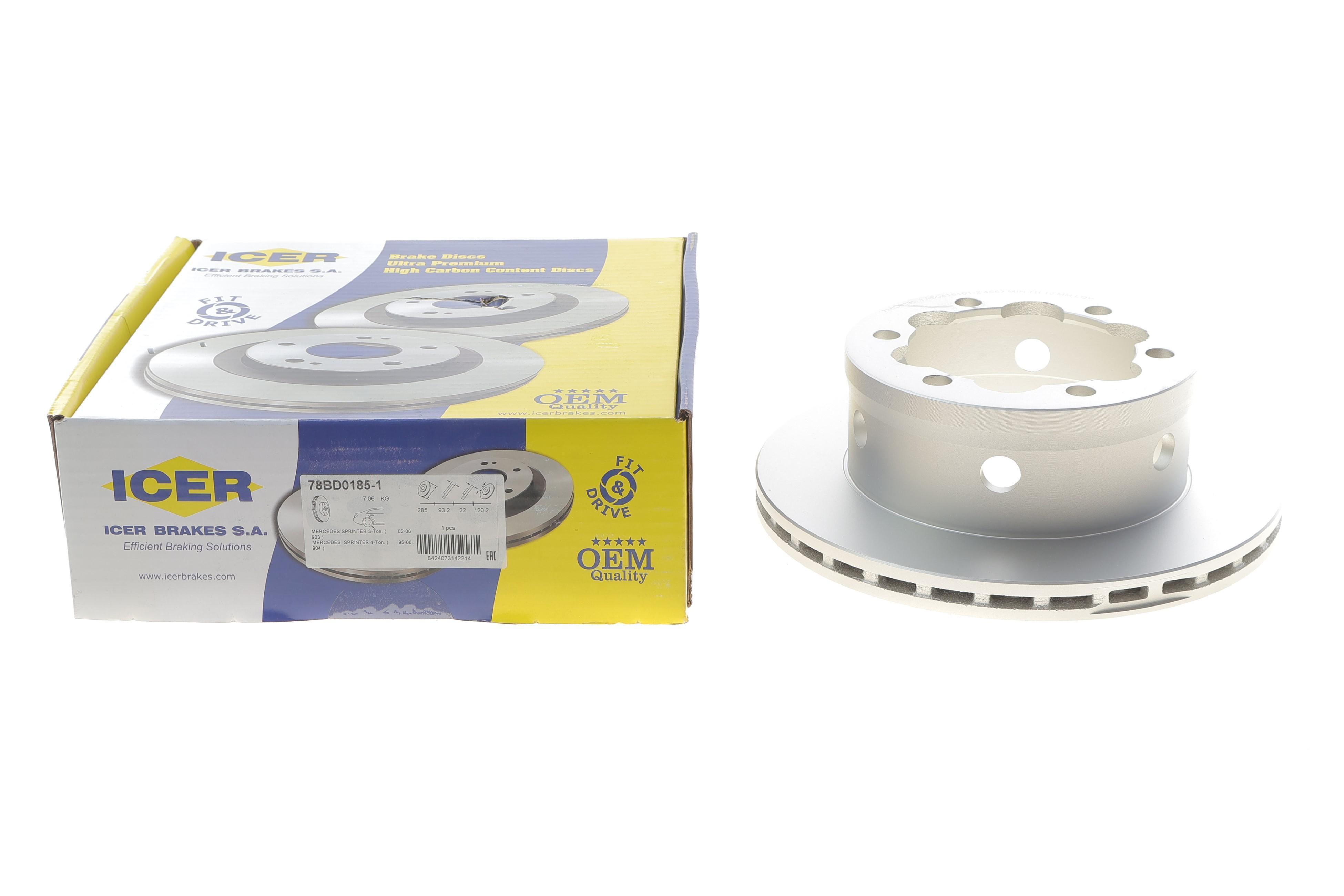 Диск гальмівний (задній) MB Sprinter 408-416/VW LT 46 96- (285x22) (з покриттям) (вентильований)