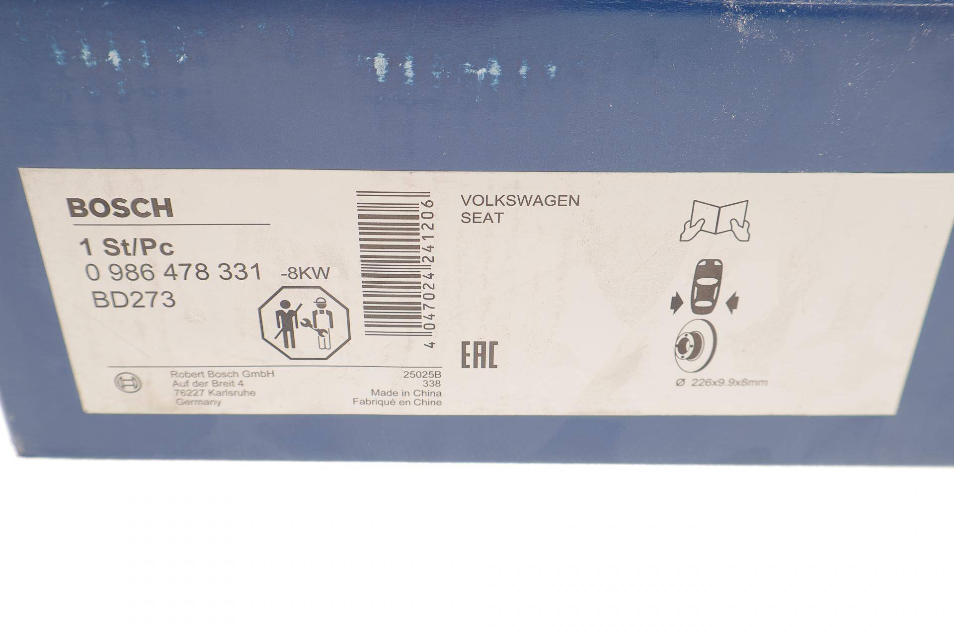 Диск гальмівний (задній) VW Golf/Passat 83-02 (226x9.9)