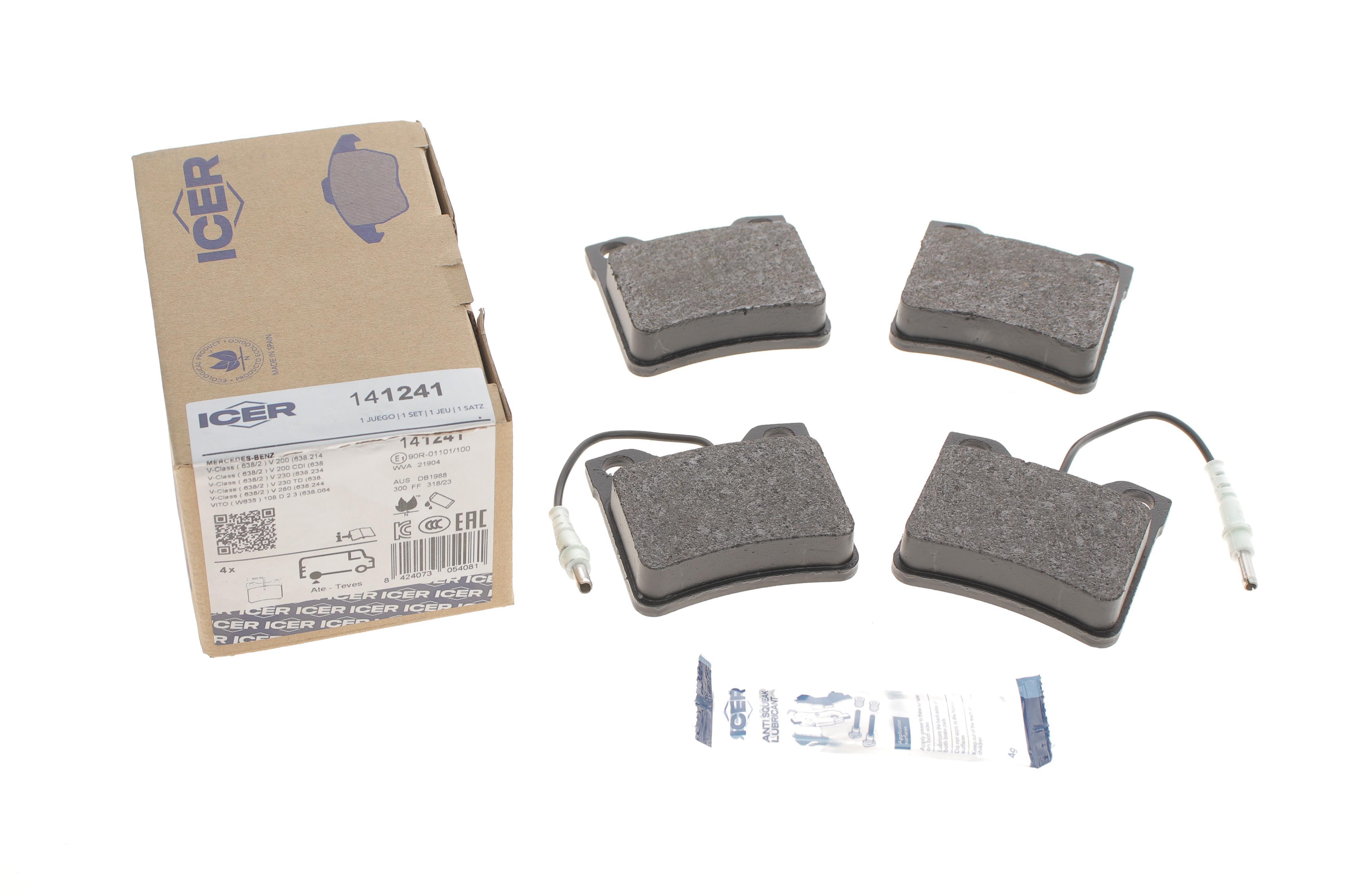 Колодки гальмівні (задні) MB Vito (W638) TDI 96-03 (+датчики)