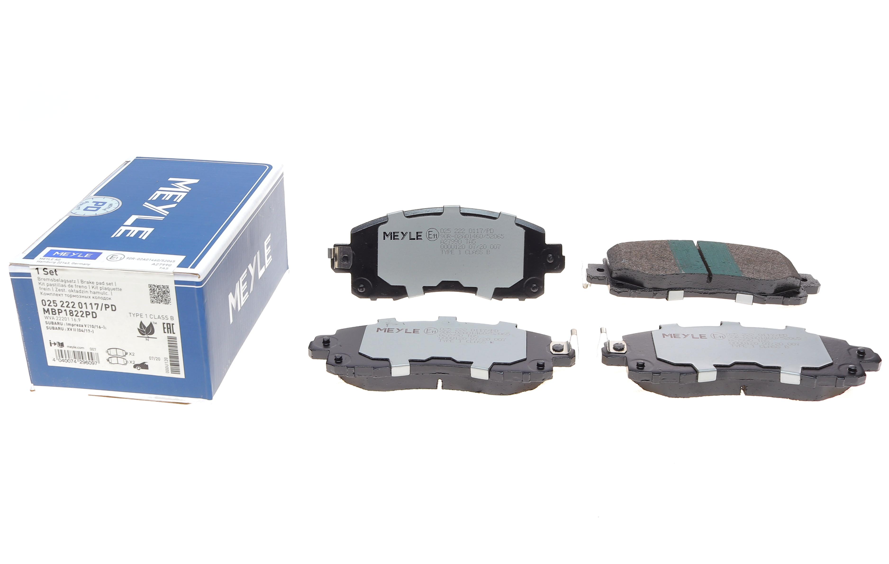 Колодки гальмівні (передні) Subaru Impreza 2.0 i 16-/XV 1.6-2.0 i 17-