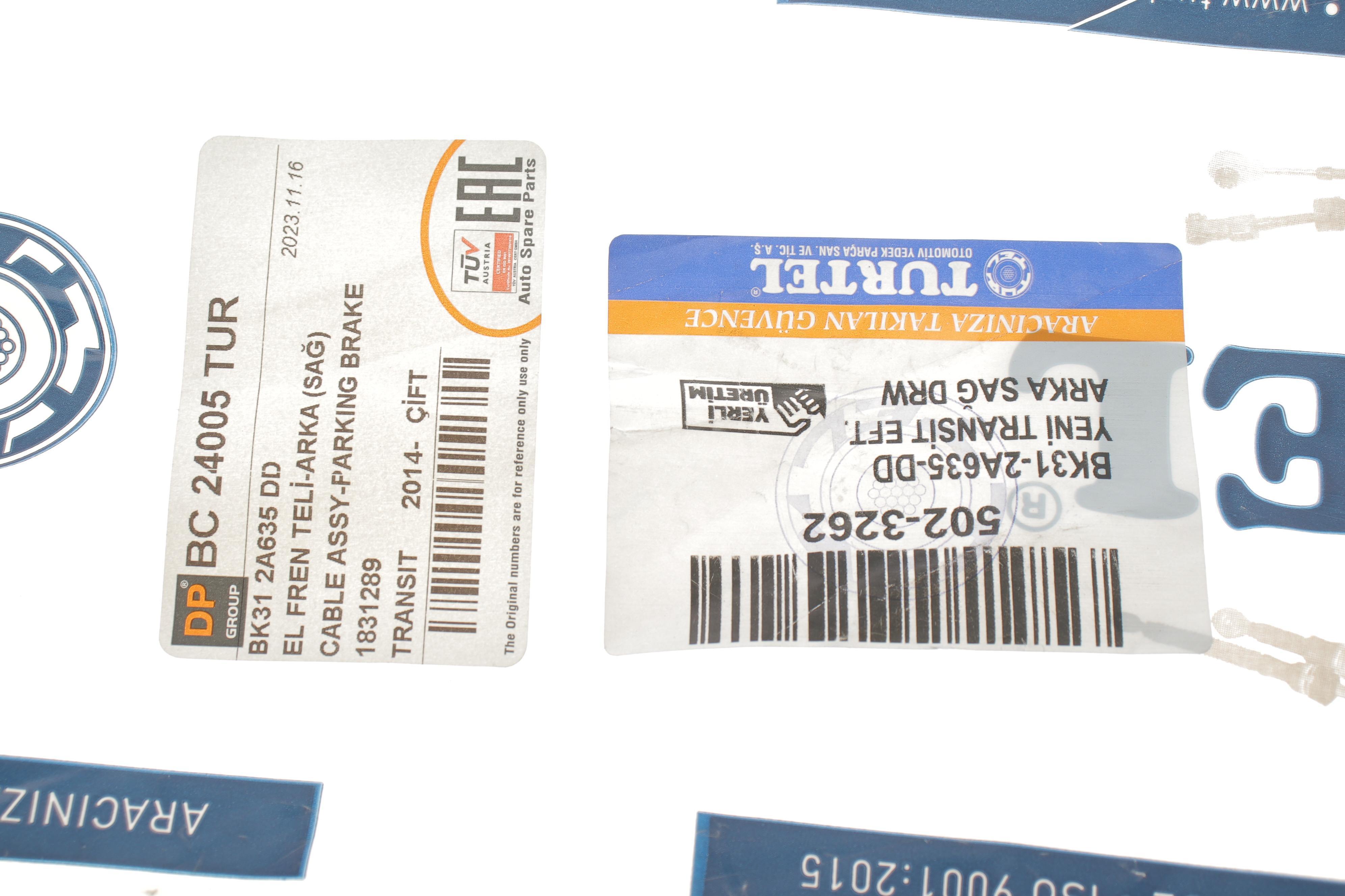 Трос ручника (задній) (R) Ford Transit 14- (спарка)(1562/1343mm)