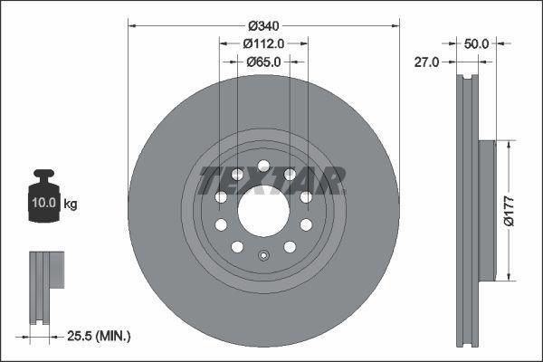 Диск гальмівний (передній) Audi Q4/Skoda Enyaq/VW ID.4/ID.5/ID.7 21- (340x27) PRO+