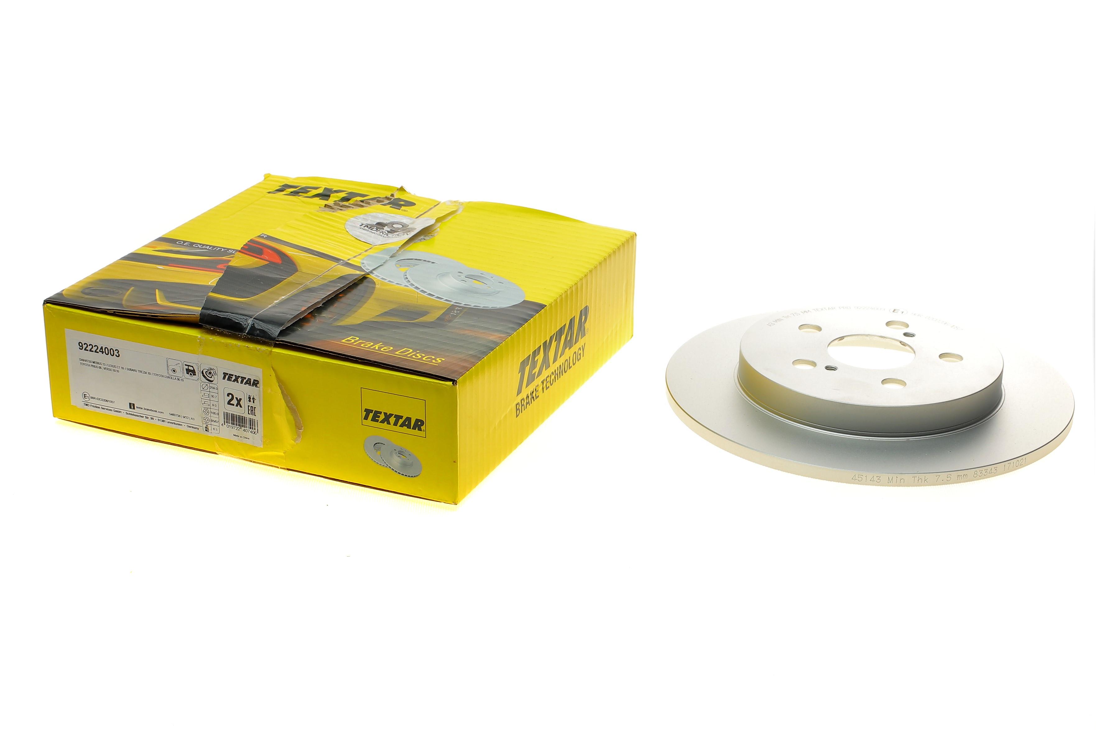 Диск гальмівний (задній) Toyota Corolla 1.3-2.4 16V 06- (259x9) PRO