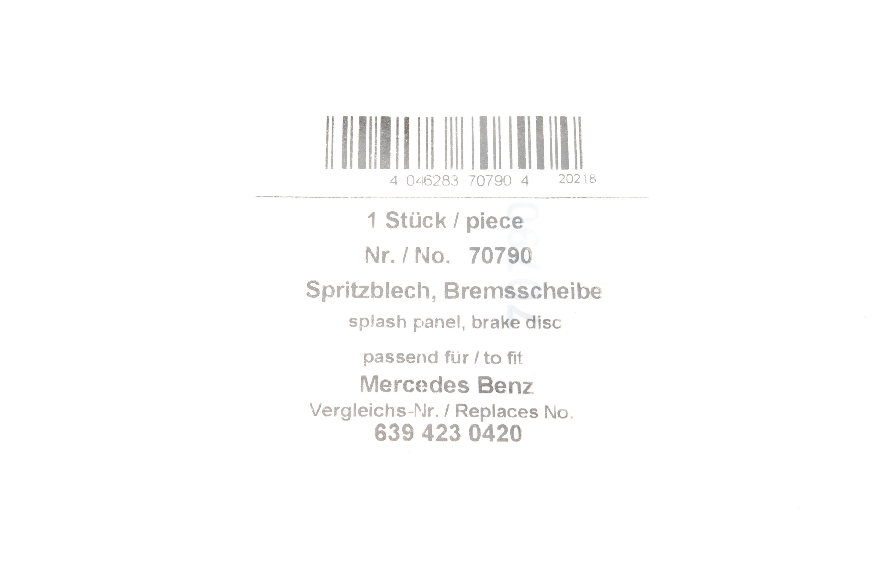 Захист диска гальмівного (заднього) (L) MB Vito/Viano (W639) 03-