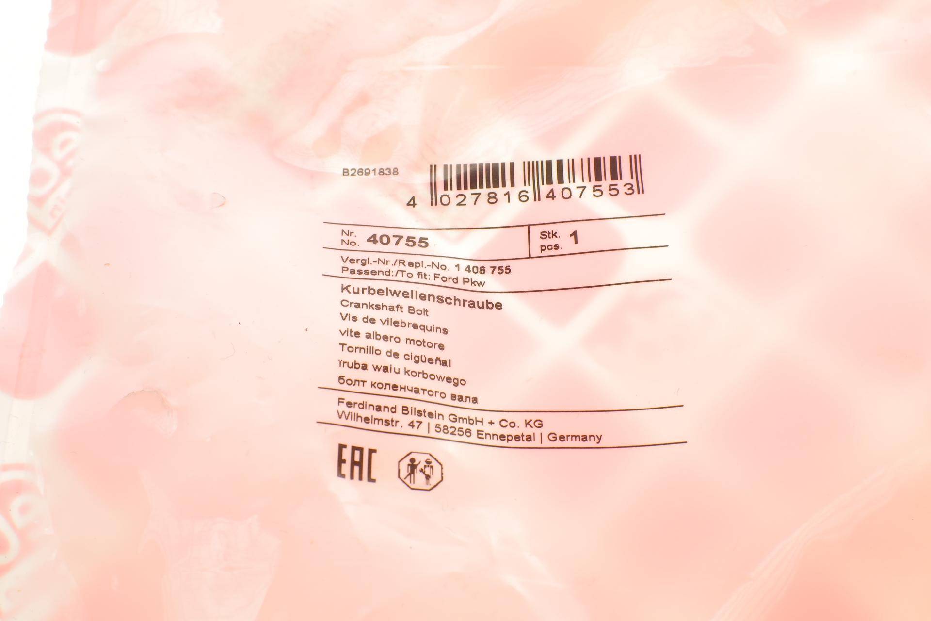 Болт шківа колінвалу Ford Fiesta/Focus 95- (M12x1.5/L=44mm)