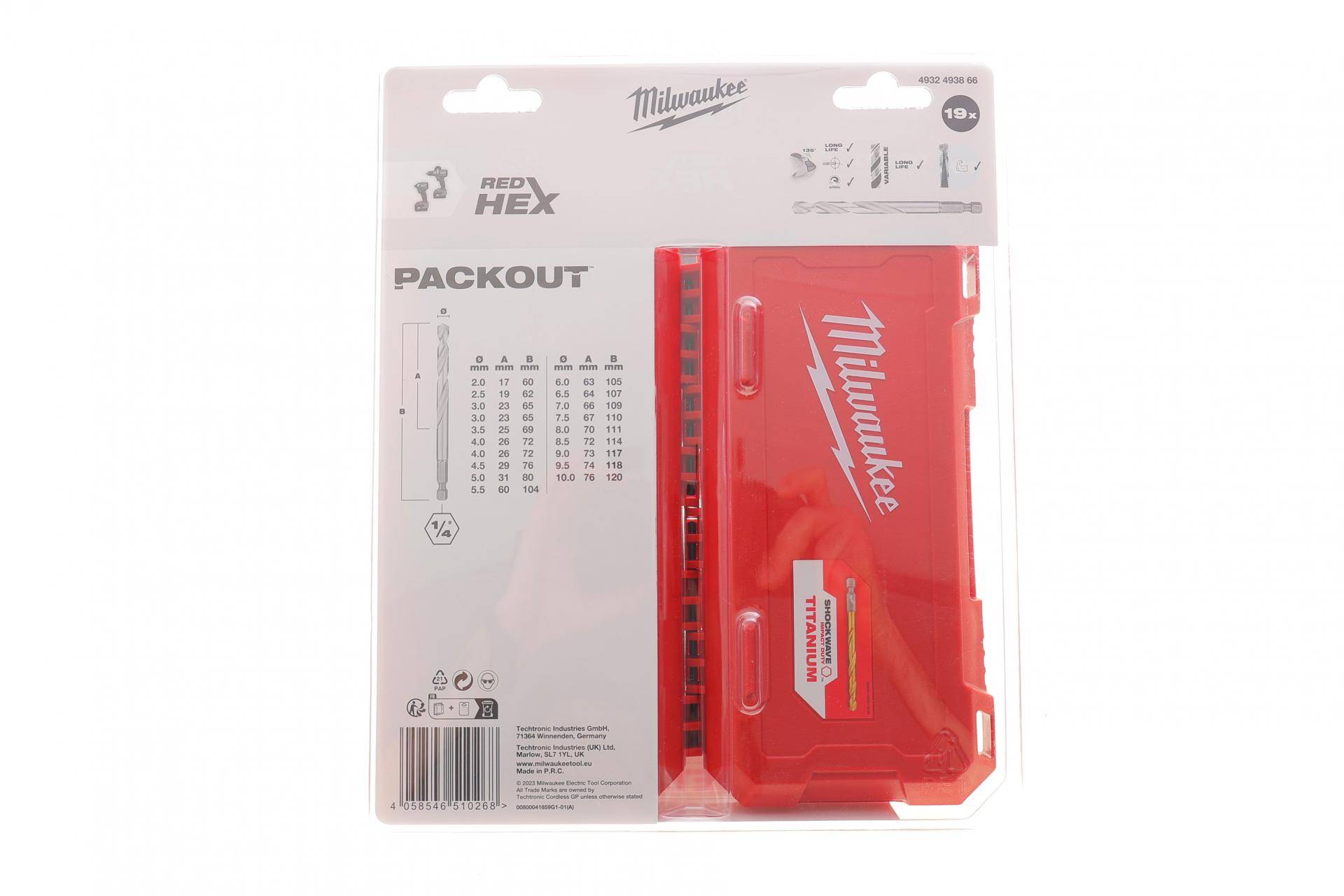 Набір свердл RedHEX HSS-G TiN Ø2-10 мм 19 од.