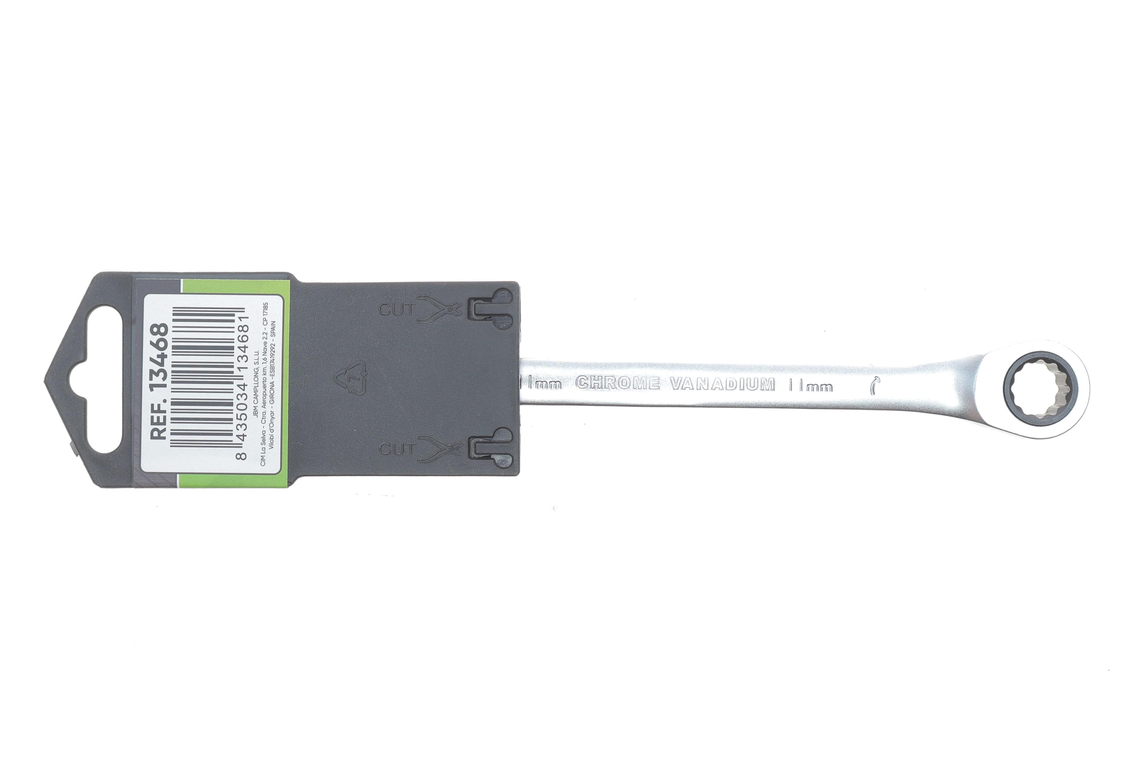 Ключ ріжково-накидний з тріскачкою 11 мм 90 зуб. L-165 мм