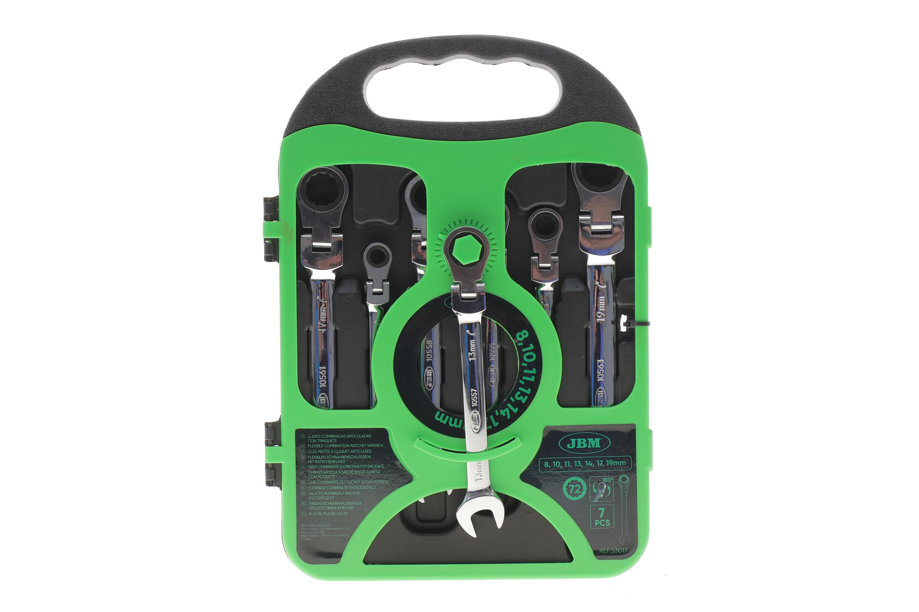 Набір ключів ріжково-накидних з тріскачкою 8-19 мм 7 од.