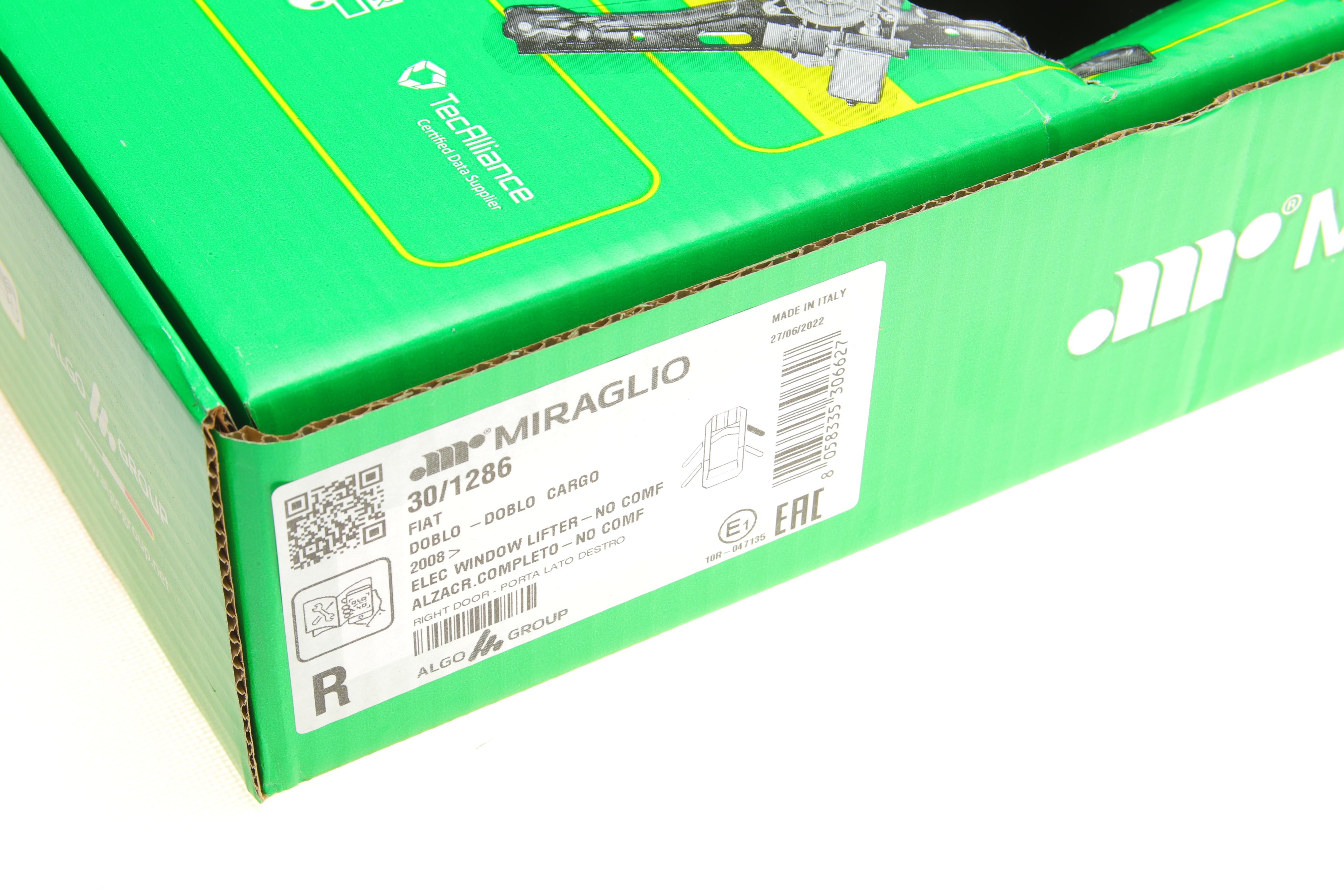 Склопідіймач (передній) Fiat Doblo 10- (R) (електро)(з моторчиком)(для ТС теплоізоляційним стек)