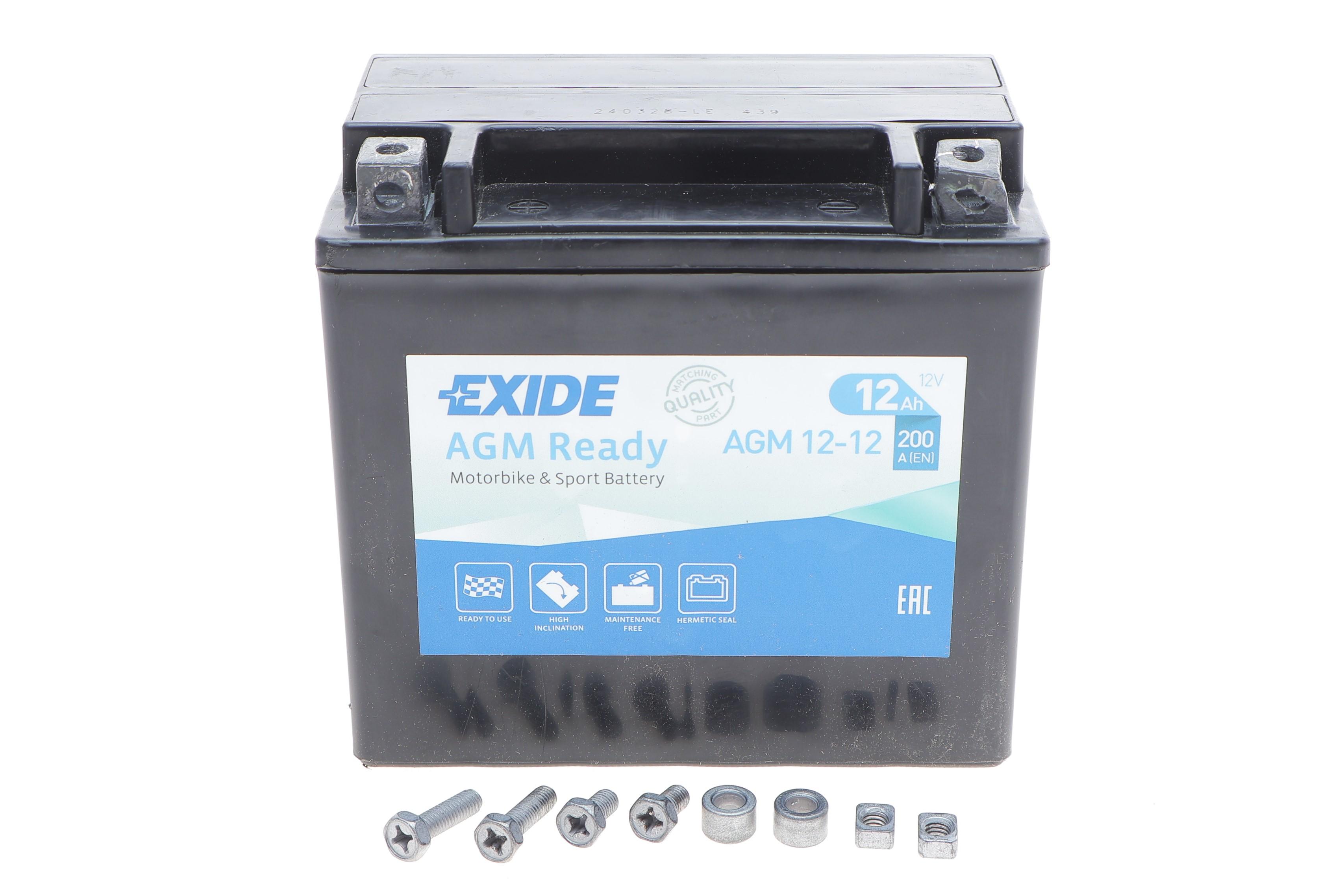 Аккумуляторная батарея 12Ah/200A (150x87x145/+L/B0) (AGM) (мото)(поврежденная клемма)