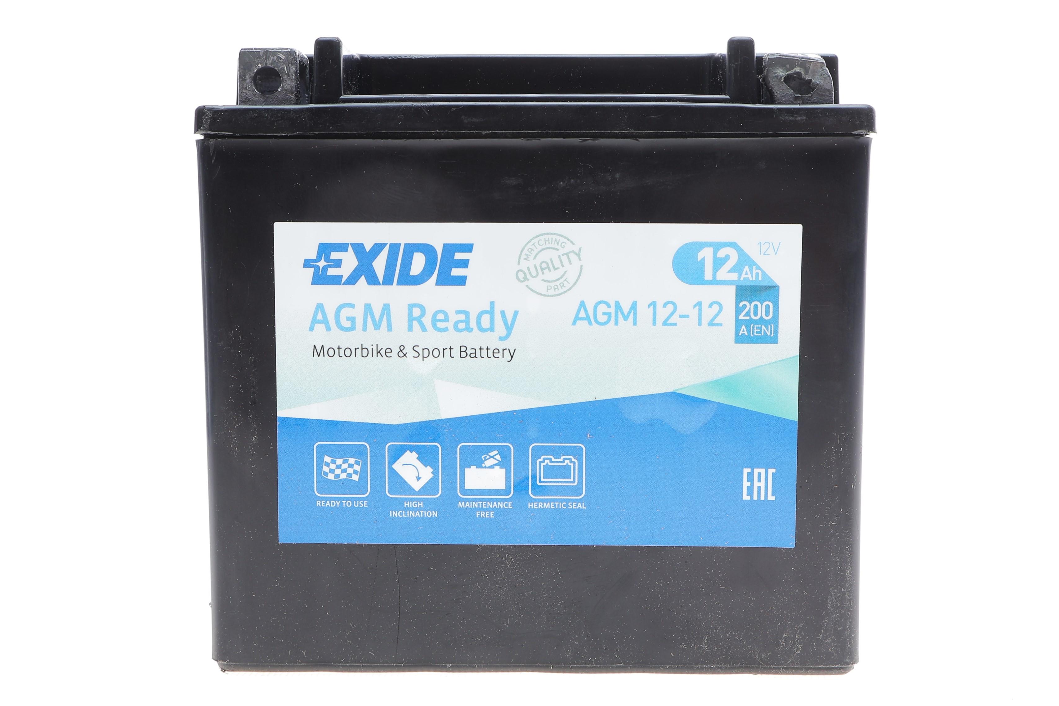 Аккумуляторная батарея 12Ah/200A (150x87x145/+L/B0) (AGM) (мото)(поврежденная клемма)