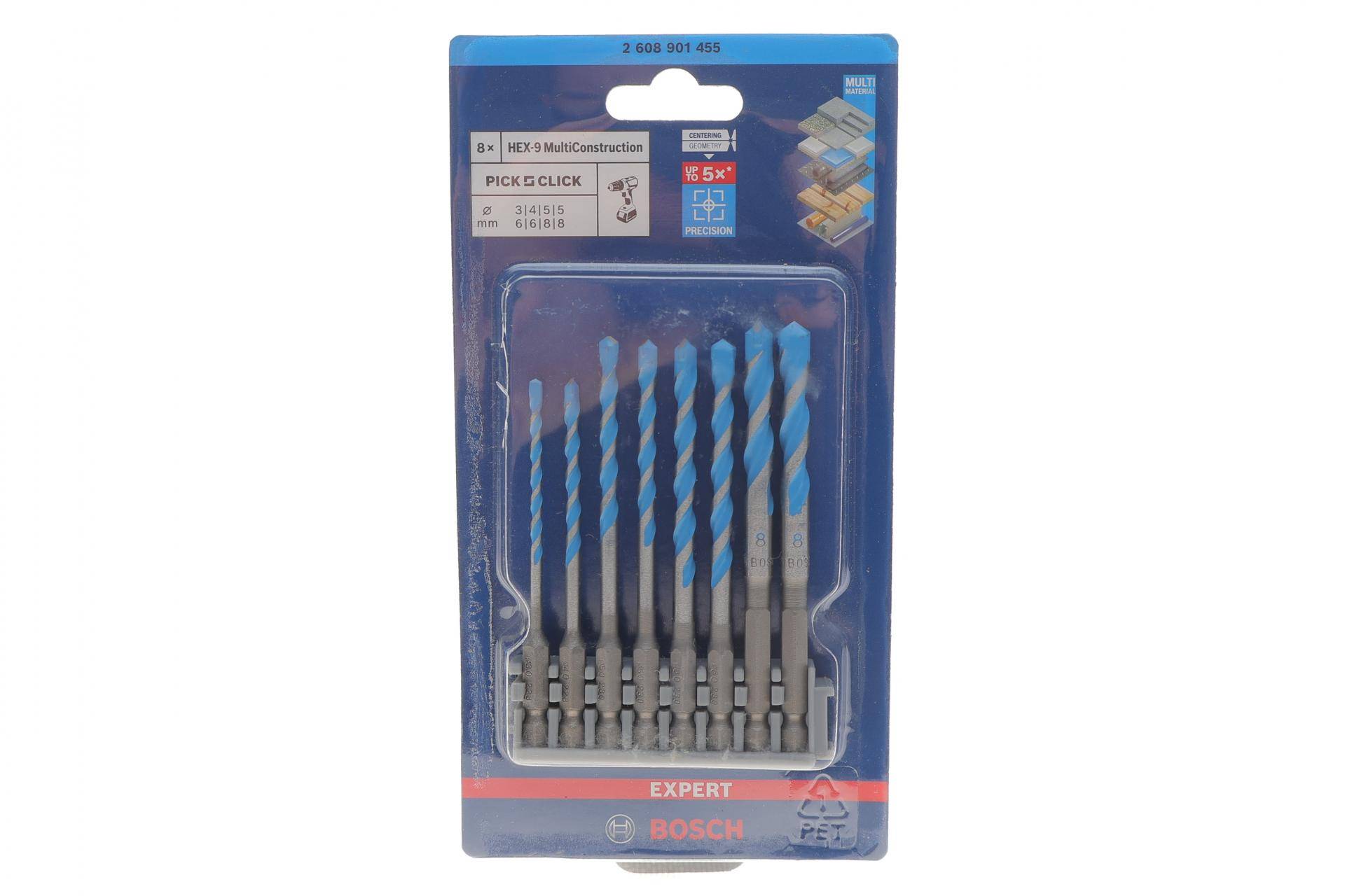 Набір свердл Hex-9 MultiConstruction Ø3-8  мм 8 од.