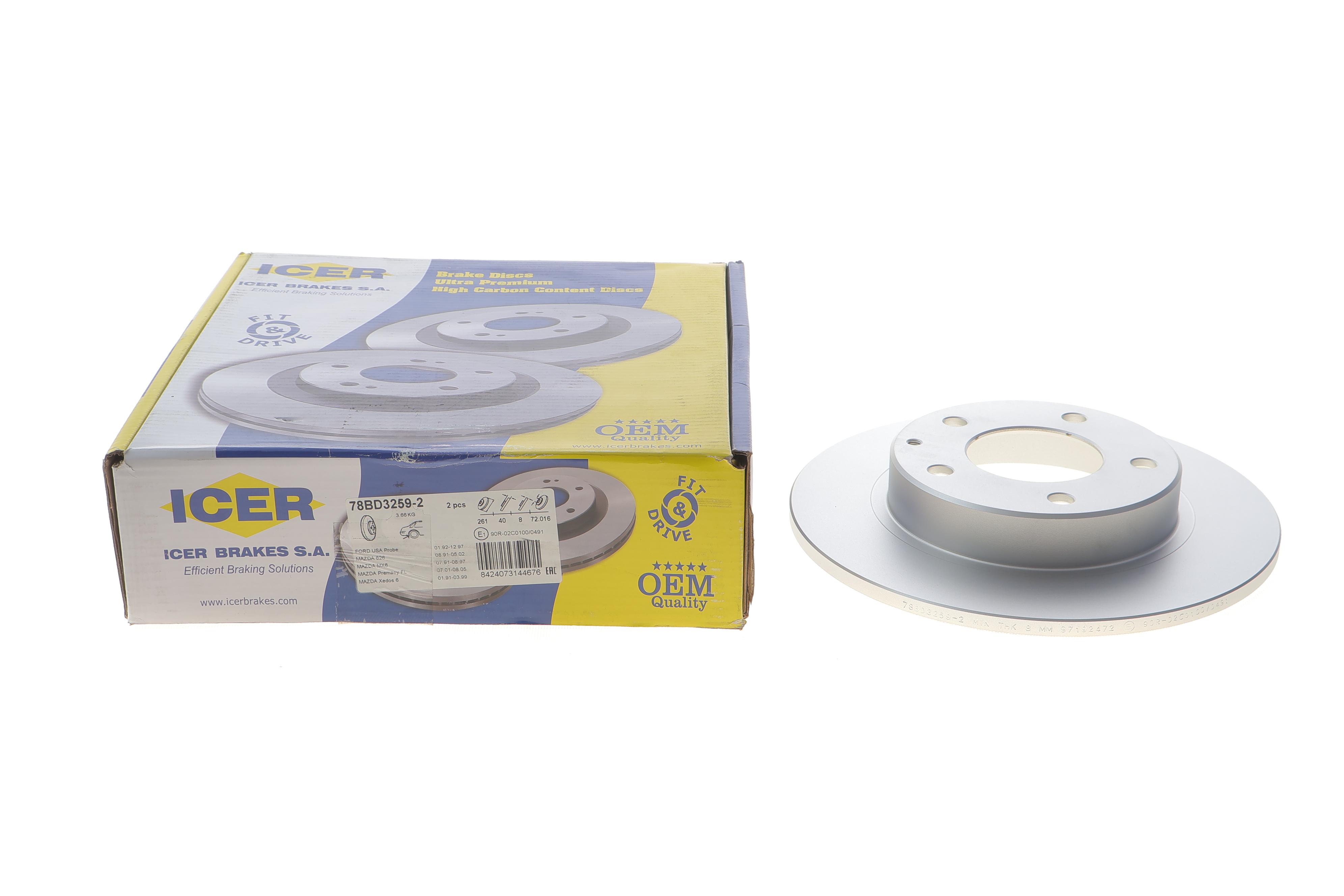 Диск гальмівний (задній) Mazda 626 91-02/Premacy 99-05 (261x10) (з покриттям) (повний)