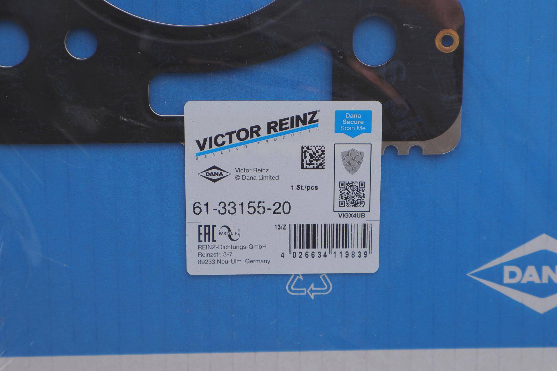 Прокладка ГБЦ Citroen Jumper 1.9TD 94-02, Ø84,00mm, 1,44mm, 3 метки, D8C/ DHX