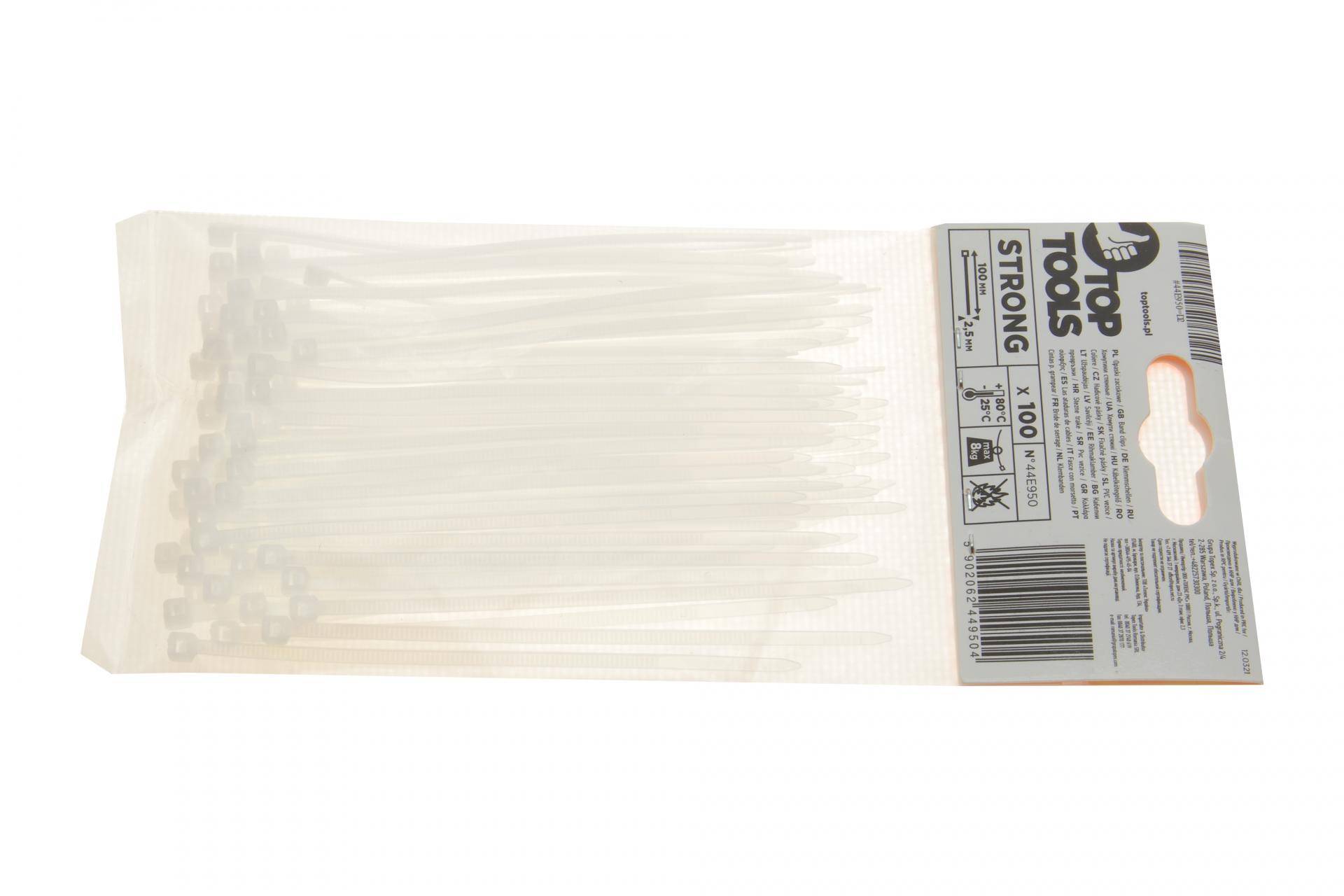 Набір стяжок пластикових 2,5x100 мм 100 од. (біла)