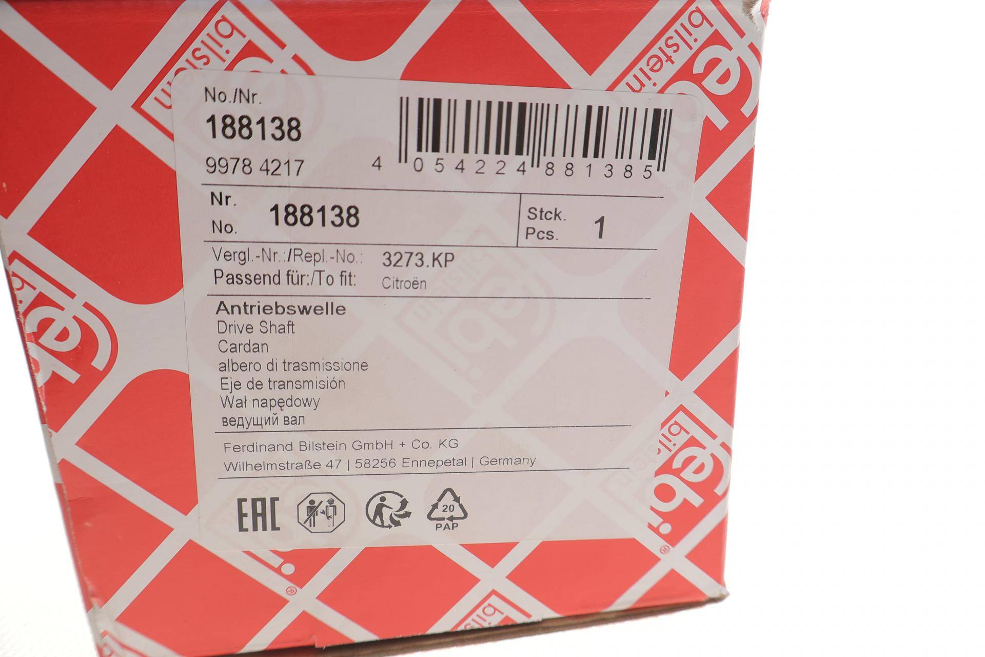 Піввісь (передня/R) Peugeot 207 06-15/307 00-09 (25z/22z/852mm)