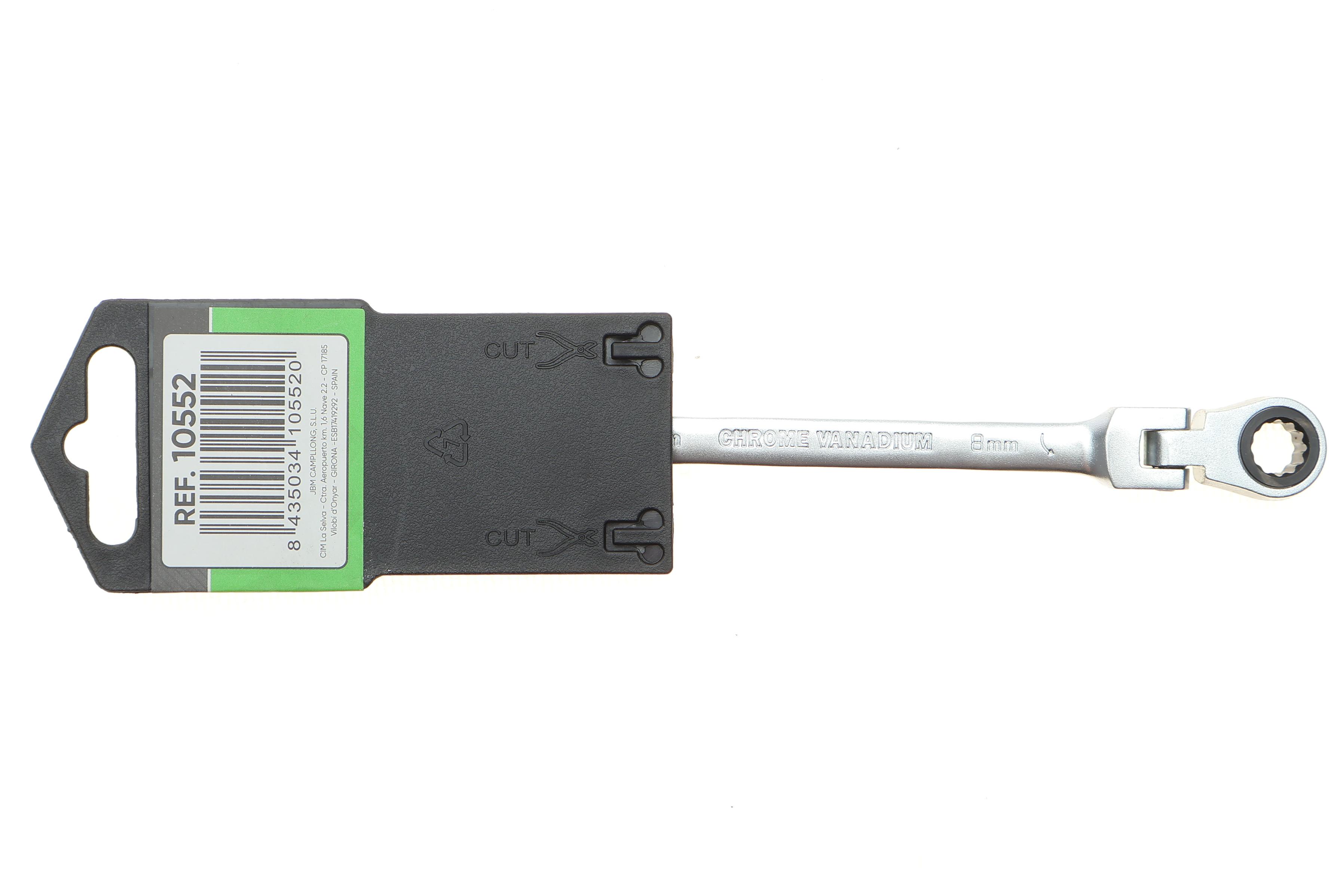 Ключ ріжково-накидний з тріскачкою 8 мм 72 зуб. L-200 мм