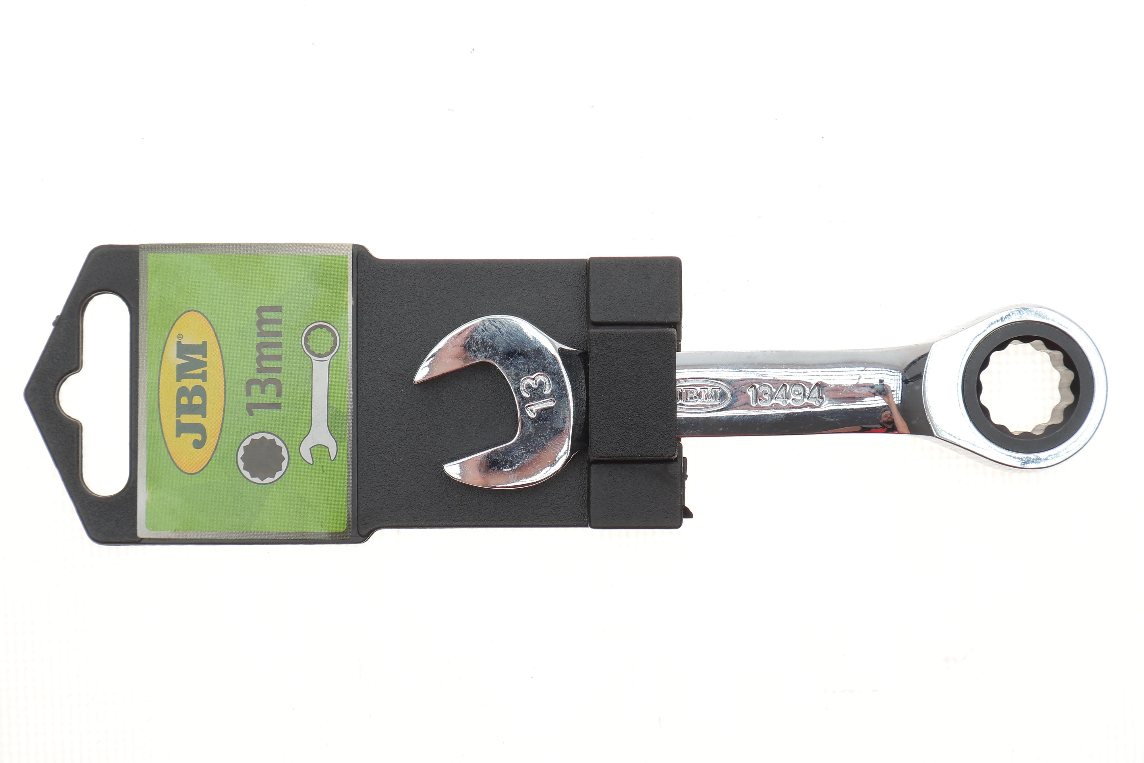 Ключ ріжково-накидний з тріскачкою 13 мм 72 зуб. L-100 мм