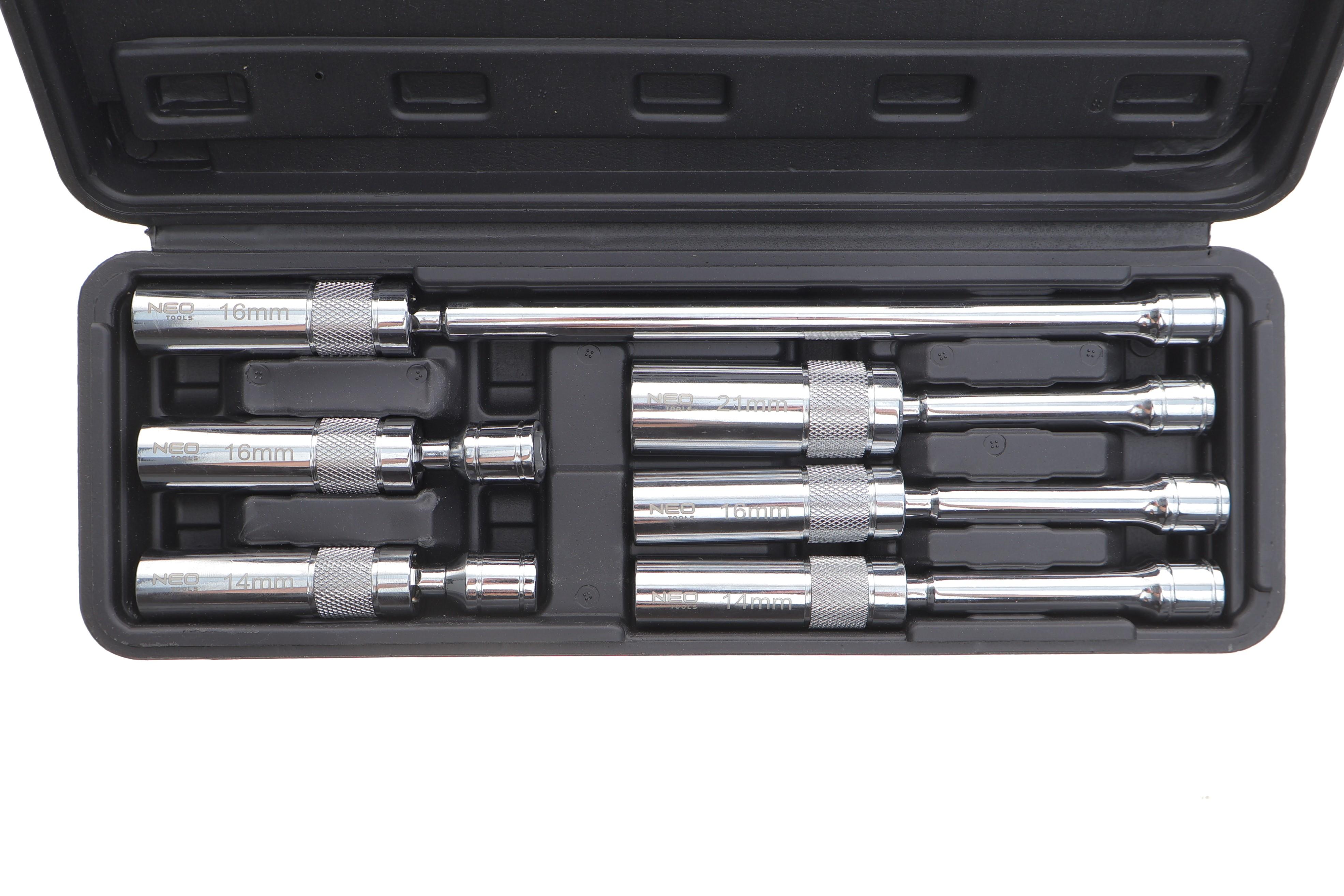 Набір головок свічкових 3/8" 14-16-21 мм (хромовані) з карданом