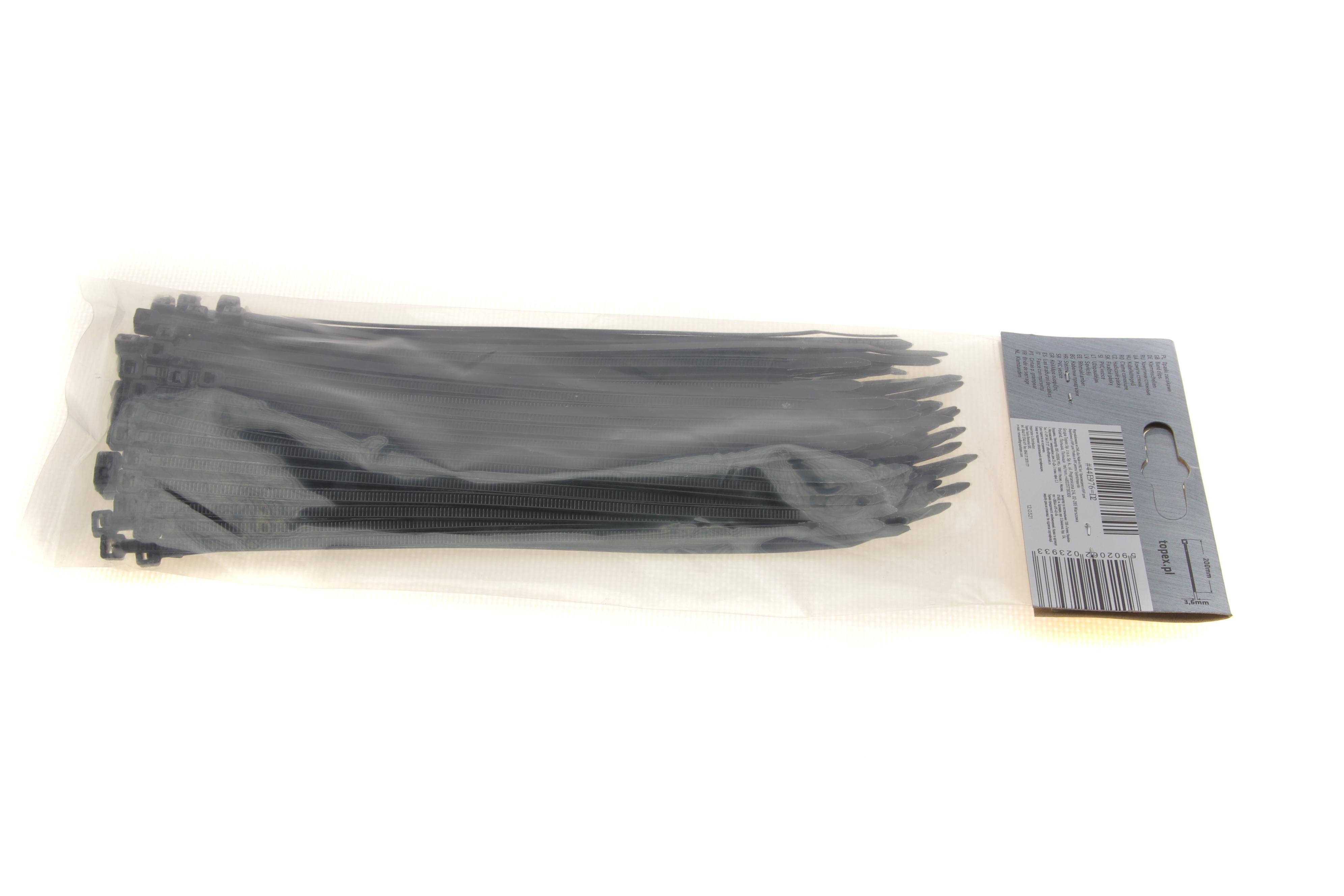 Набір стяжок пластикових 3,6x200 мм 100 од. (чорна)