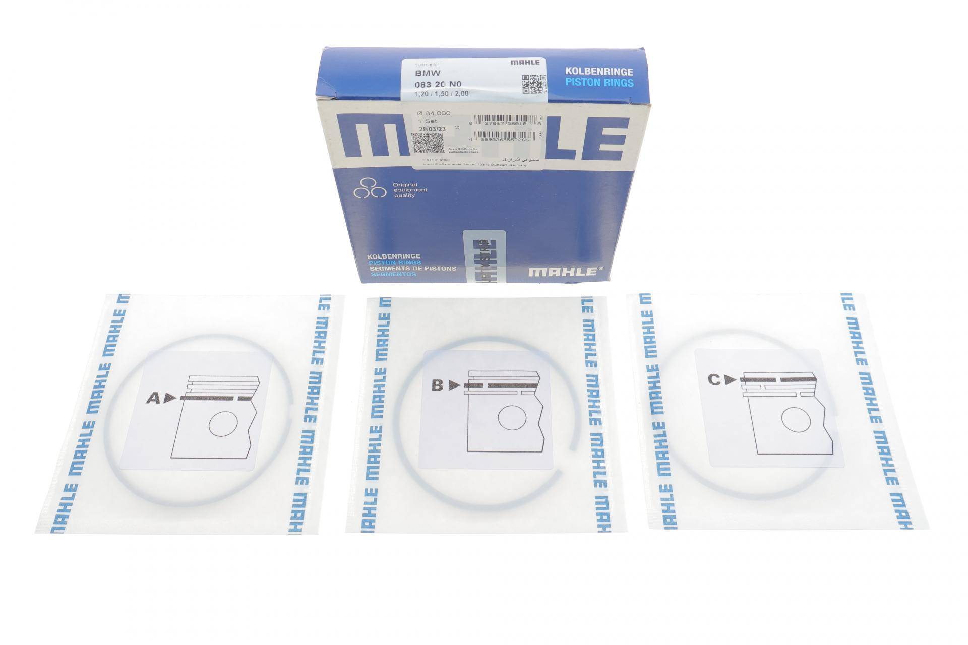 Кільця поршневі BMW 3 (E46)/5 (E39/E60) 2.5i (M54) 00-05 (84.0mm/STD) (1.2-1.5-2)