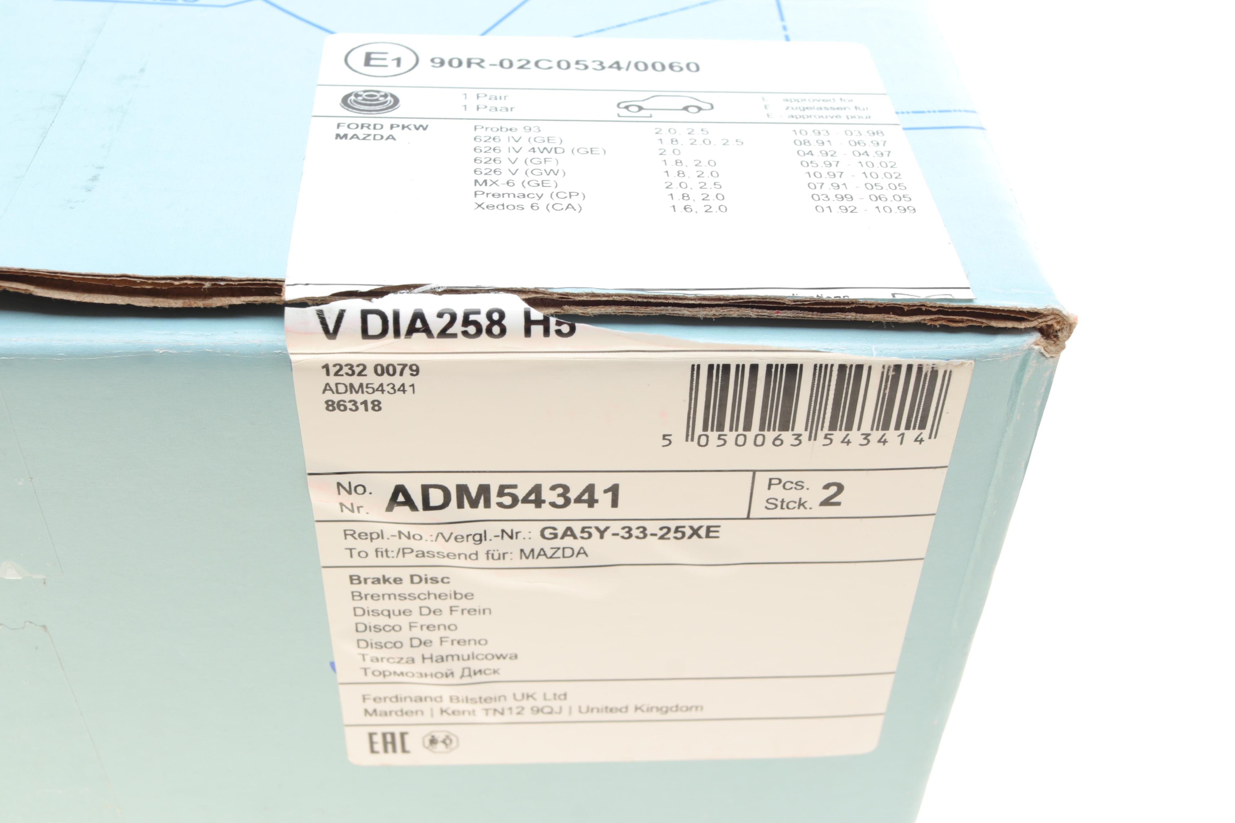 Диск тормозной (передний) Mazda 6/MX-6 1.8-2.0 92-02/Premacy 99-05 (258x24)