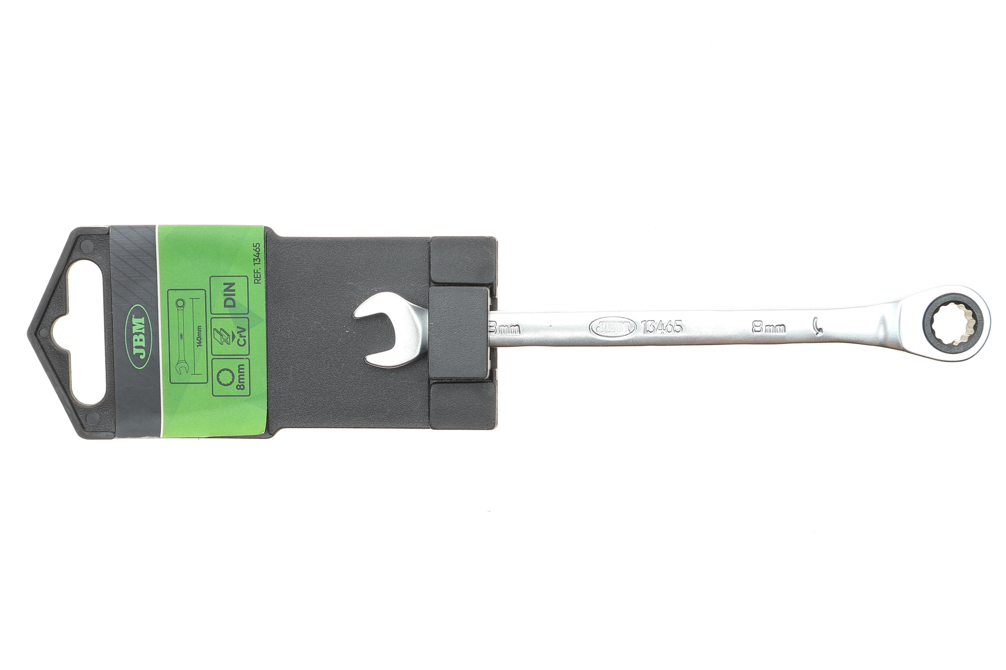 Ключ ріжково-накидний з тріскачкою 8 мм 90 зуб. L-140 мм