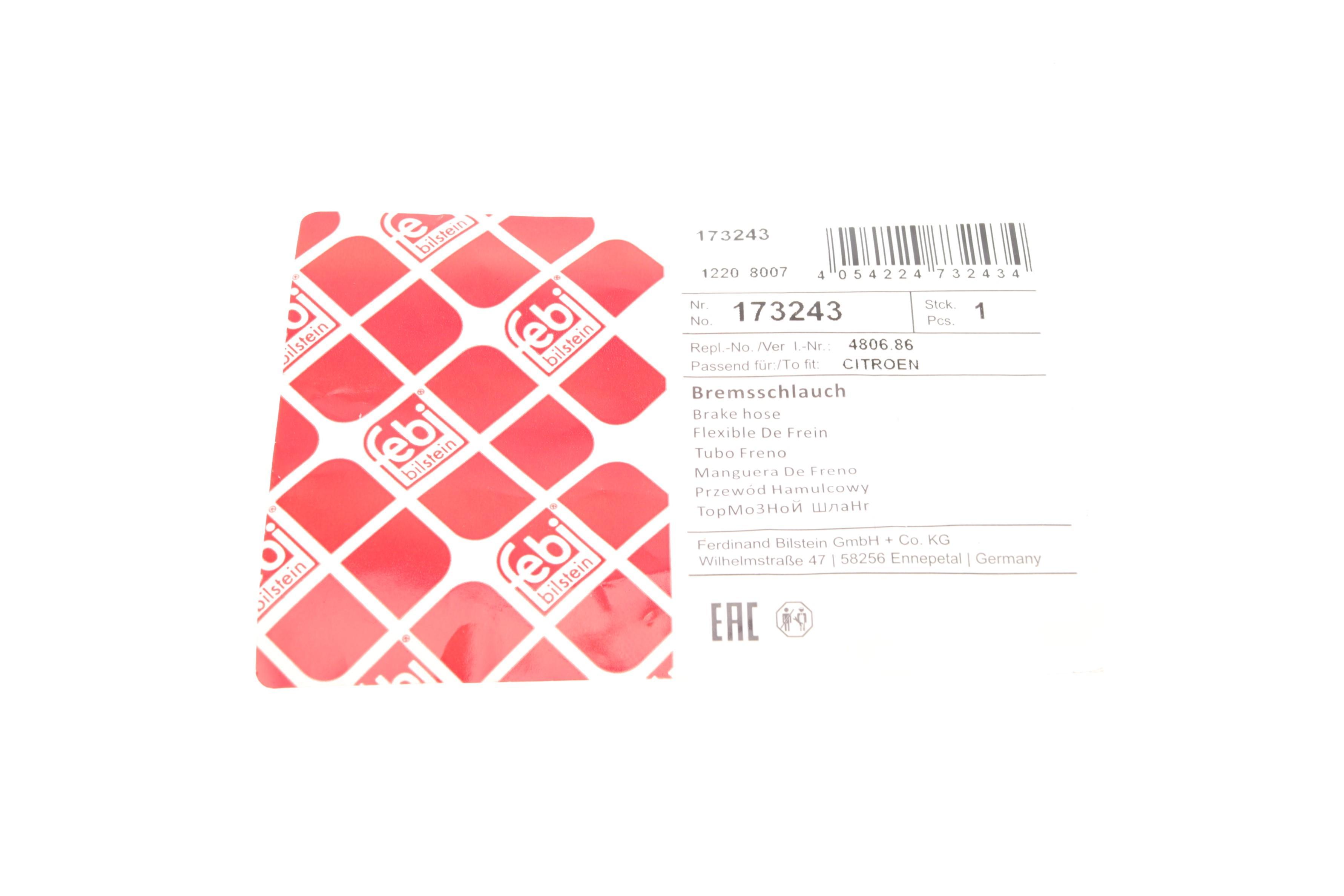 Шланг тормозной (задний) Citroen Berlingo/Peugeot Partner 96- (L=286mm)