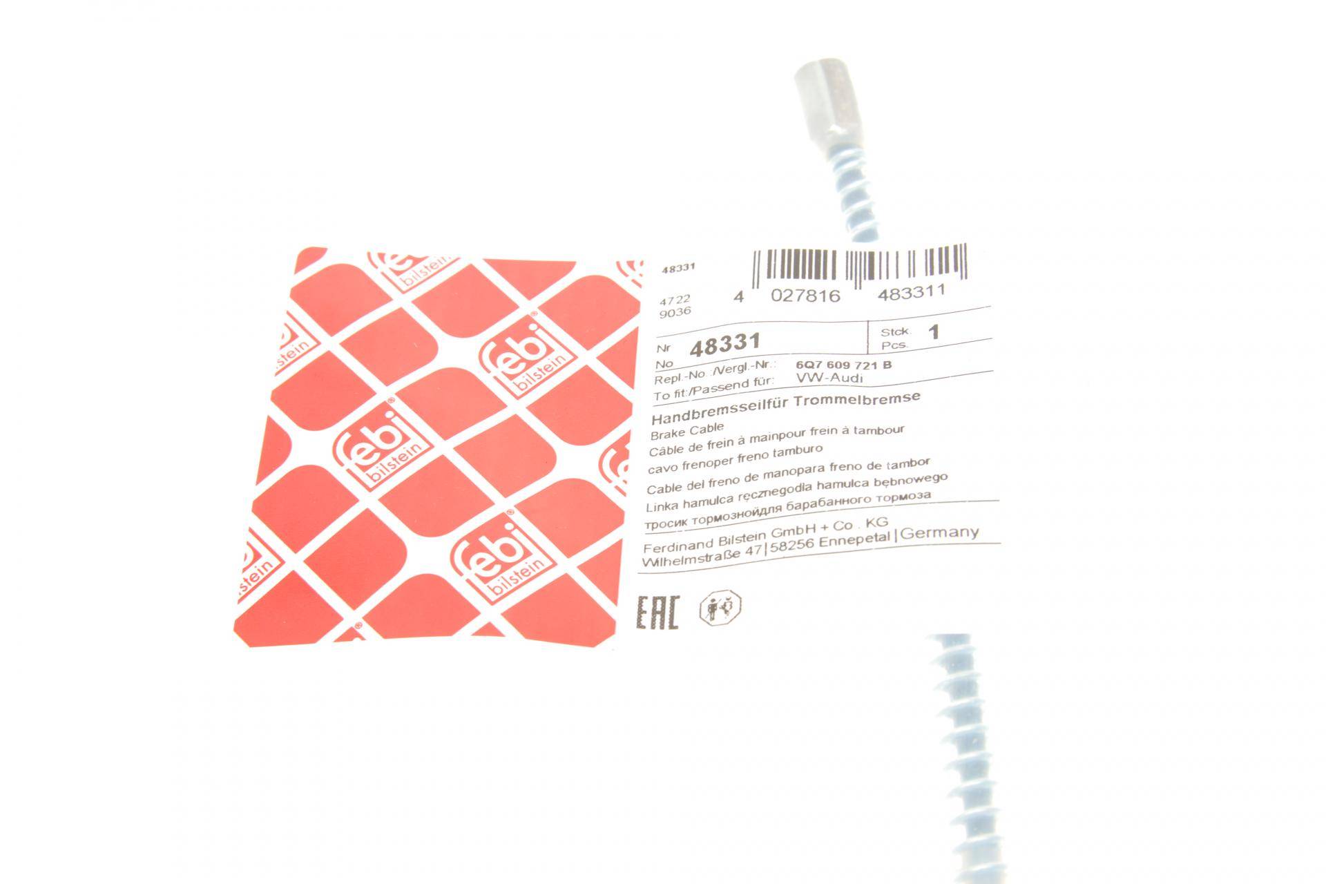 Трос ручника (задній) Skoda Roomster 06-15 (1805/940мм)