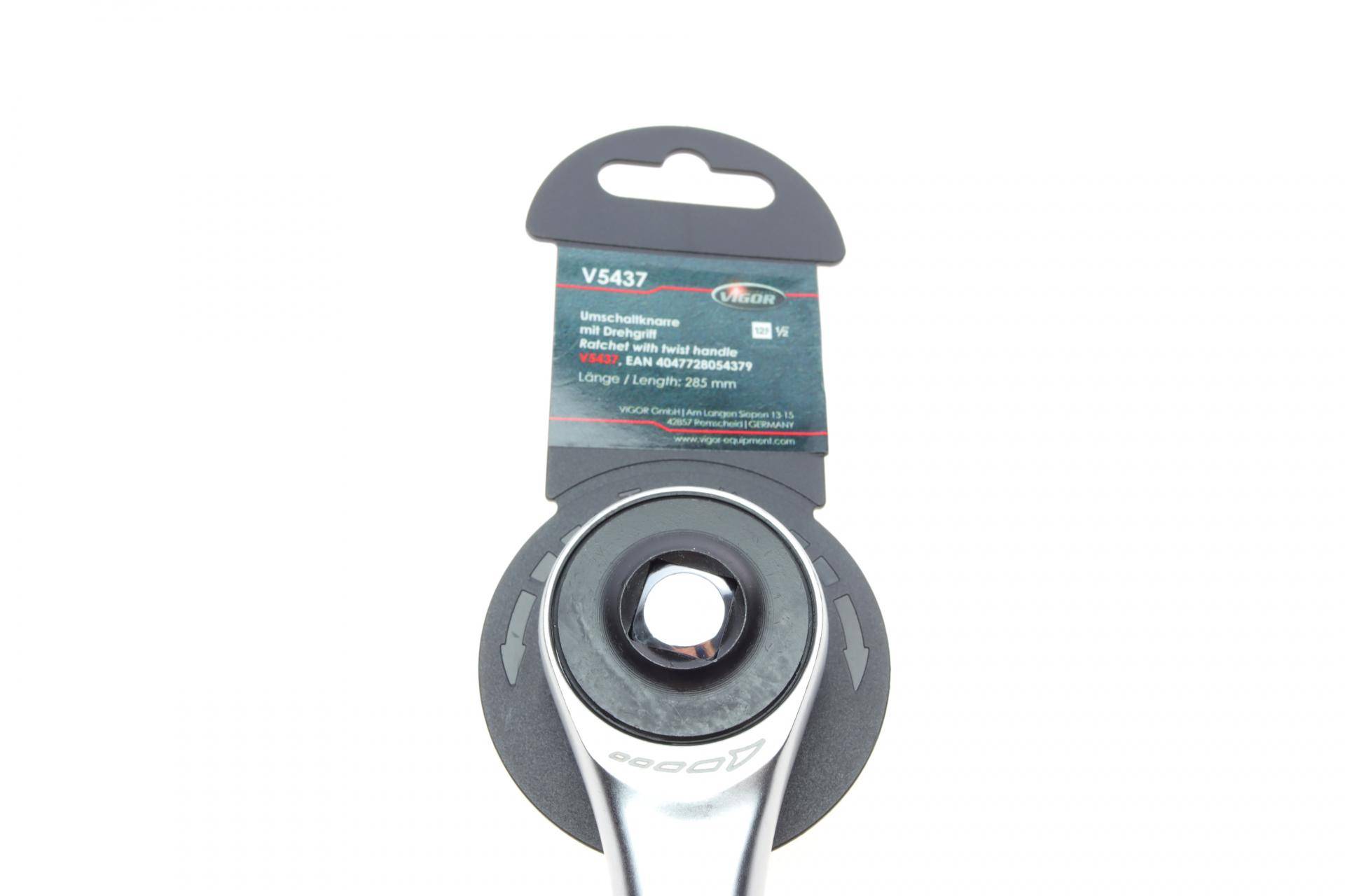 Тріскачка 1/2" ротаційна 72 зубця 288 мм з поворотною ручкою на 360°