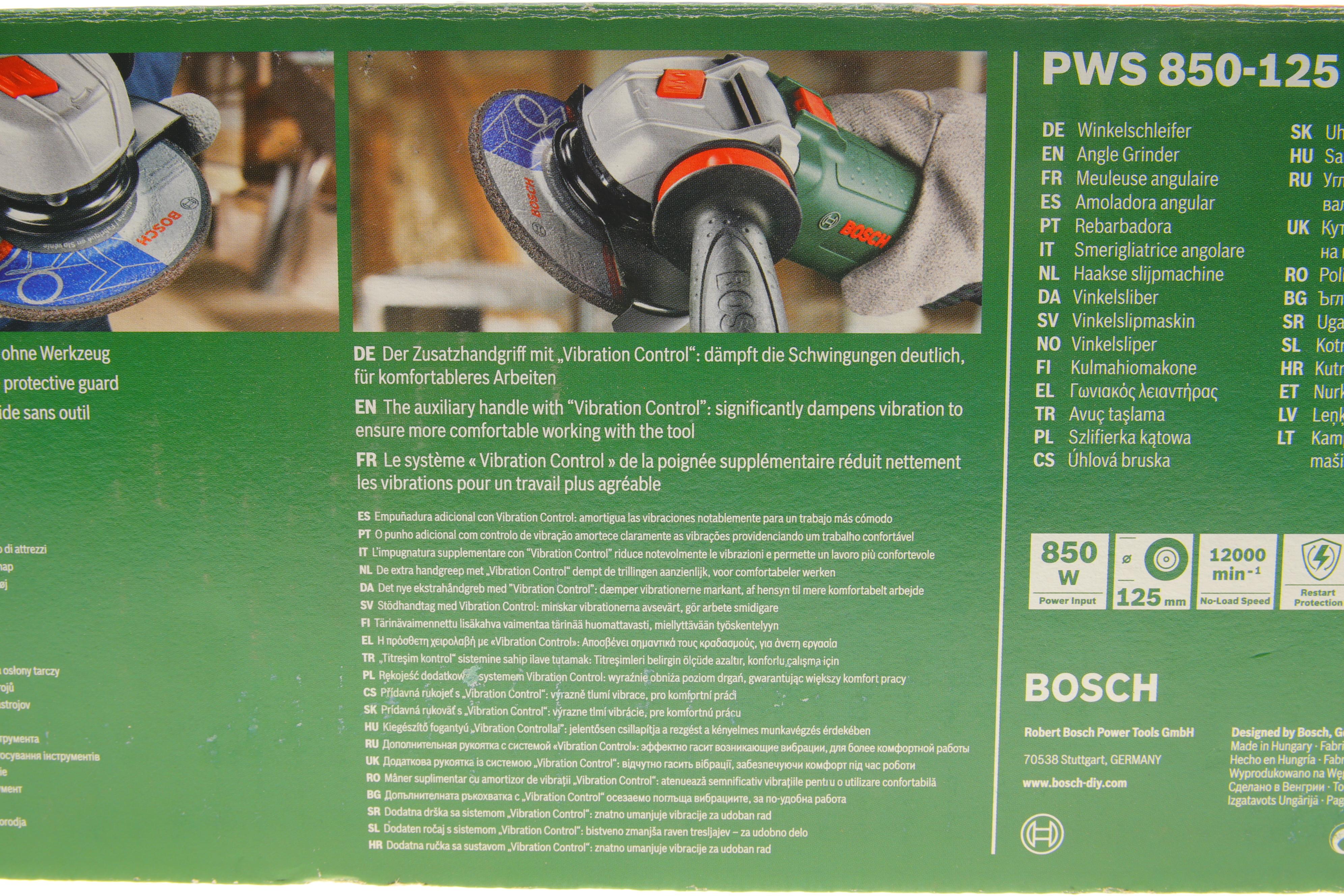 Шліфмашина кутова PWS 850-125 (850 Вт, 0-12000 об/хв, Ø125 мм) знято з постачання