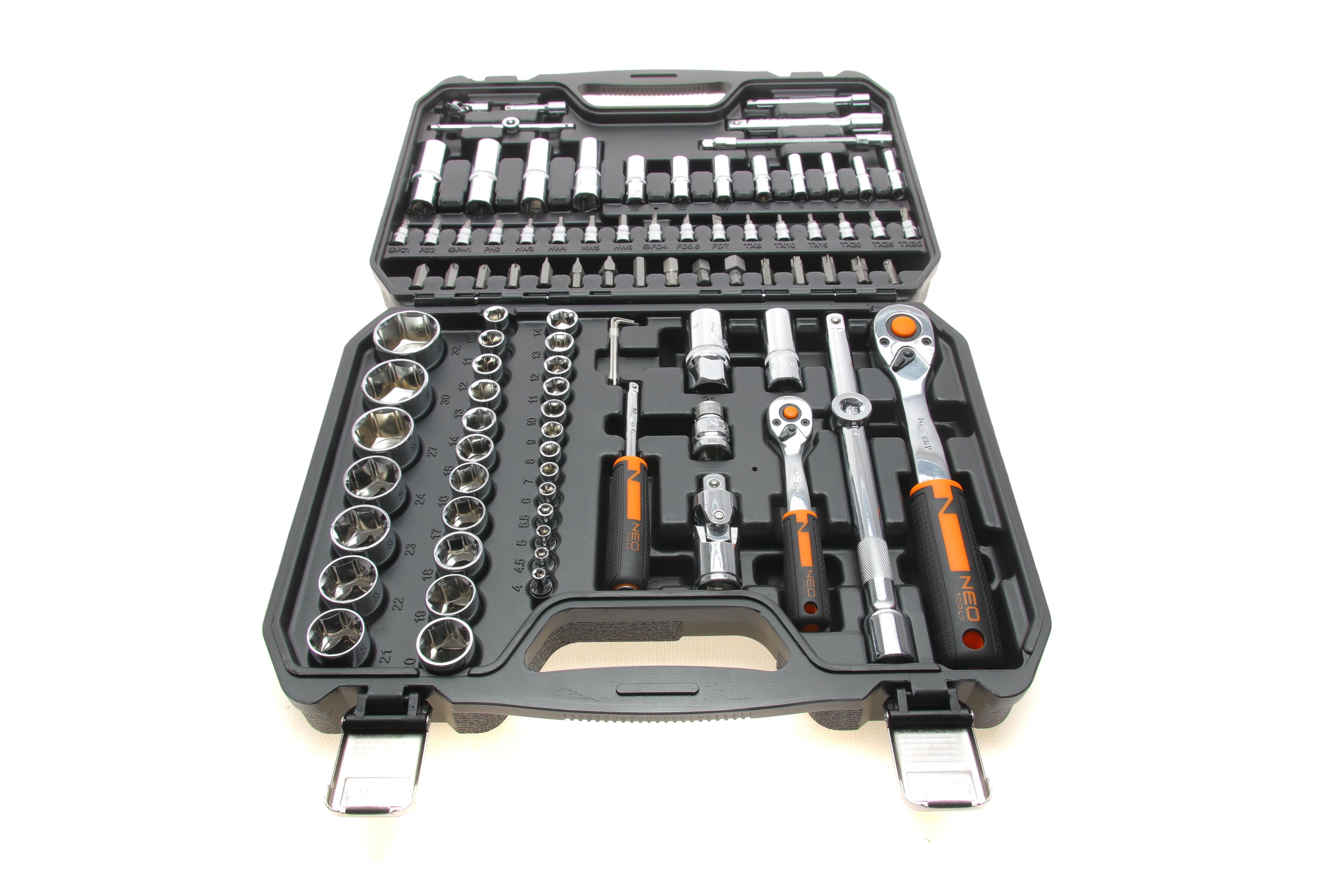 Haбіp інcтpумeнтів кoмбінoвaний 1/2", 1/4" (головки, головки зі вставкою, біти) 94 од. (хромовані)