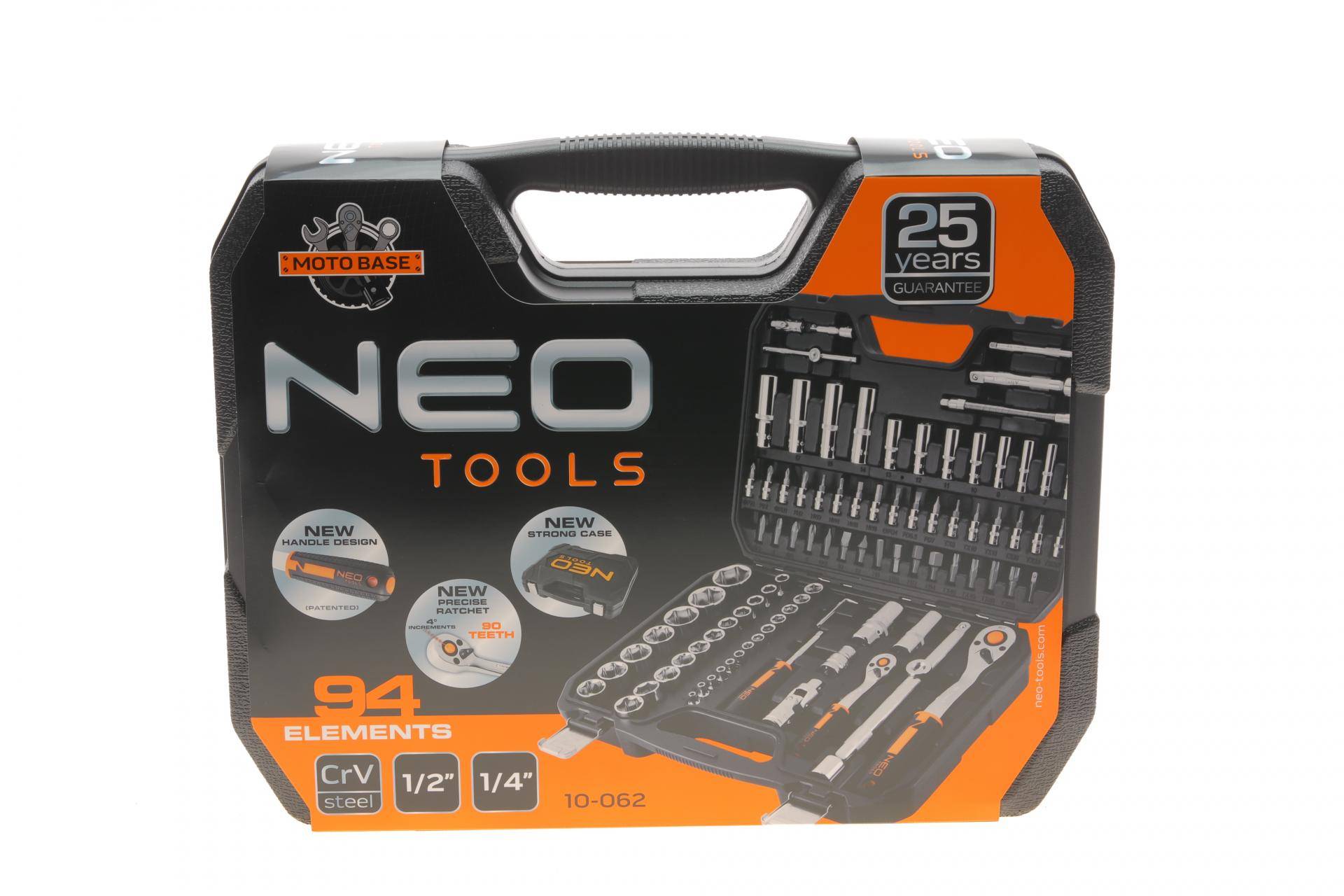 Haбіp інcтpумeнтів кoмбінoвaний 1/2", 1/4" (головки, головки зі вставкою, біти) 94 од. (хромовані)