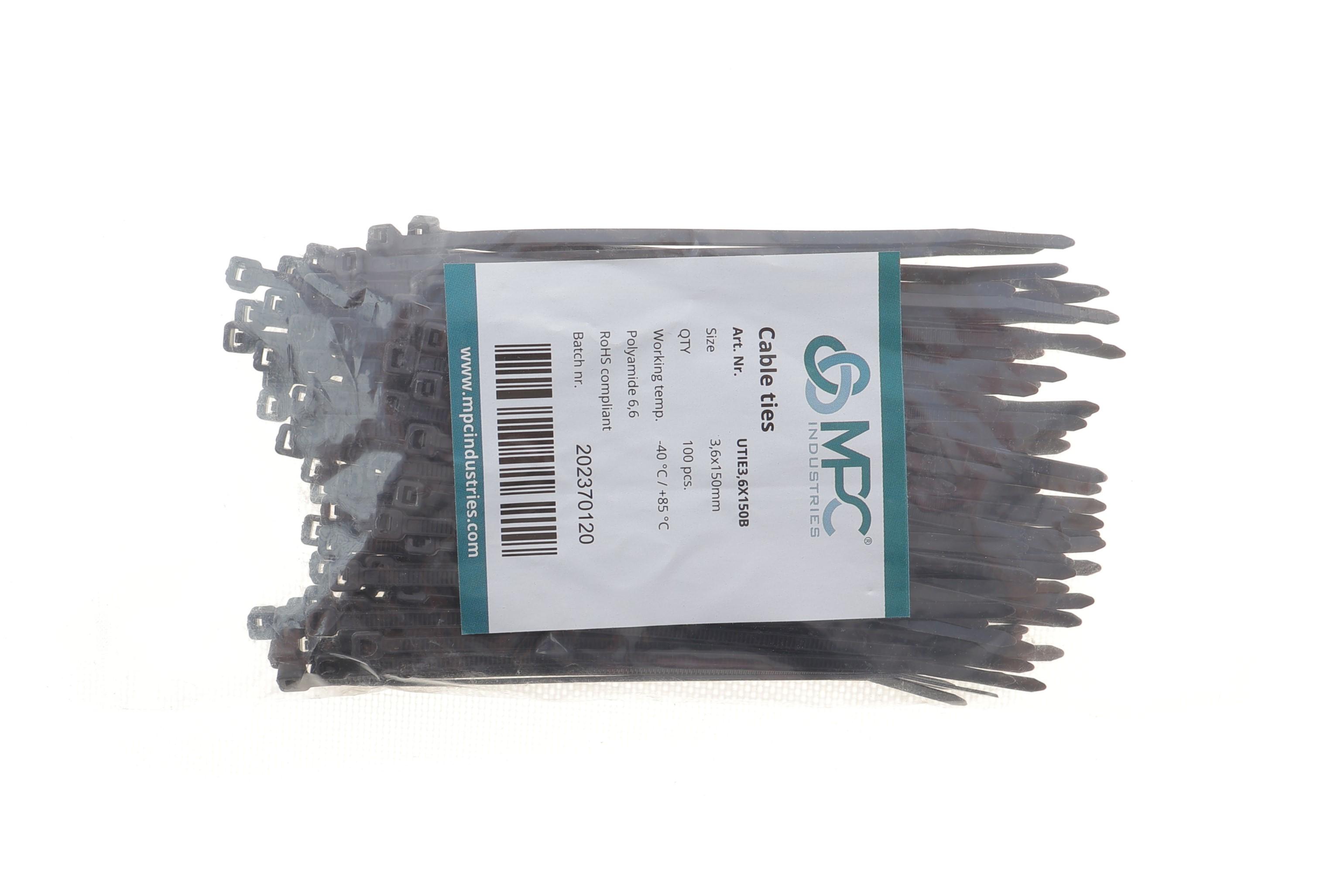 Набір стяжок пластикових 3,6x150 мм 100 од. (чорна)