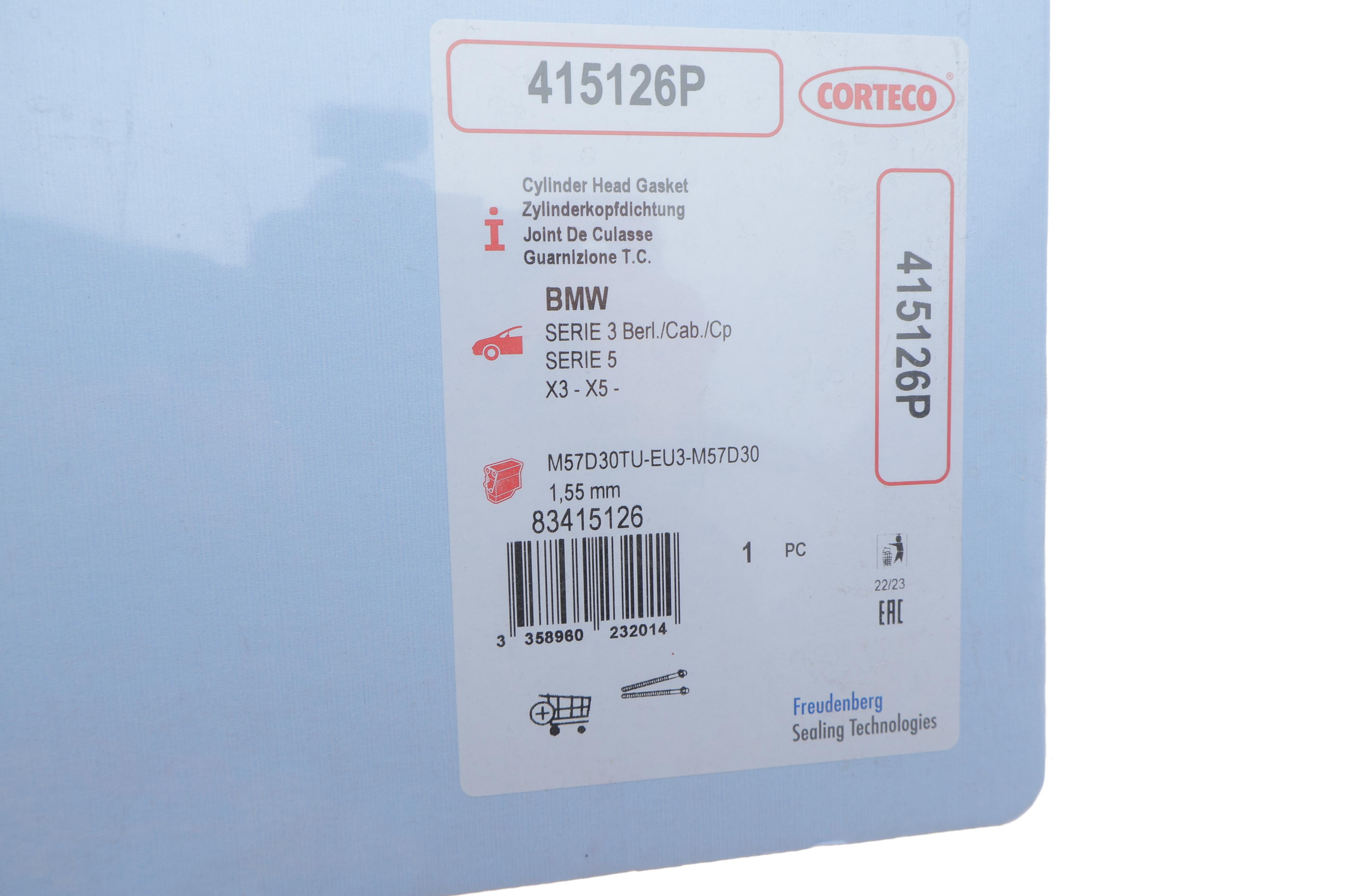 Прокладка ГБЦ BMW 3 (E46)/5 (E60/E61)/7 (E65/E66/E67) 2.5D/3.0D 57 02- (Ø84,50mm) (1.55mm)