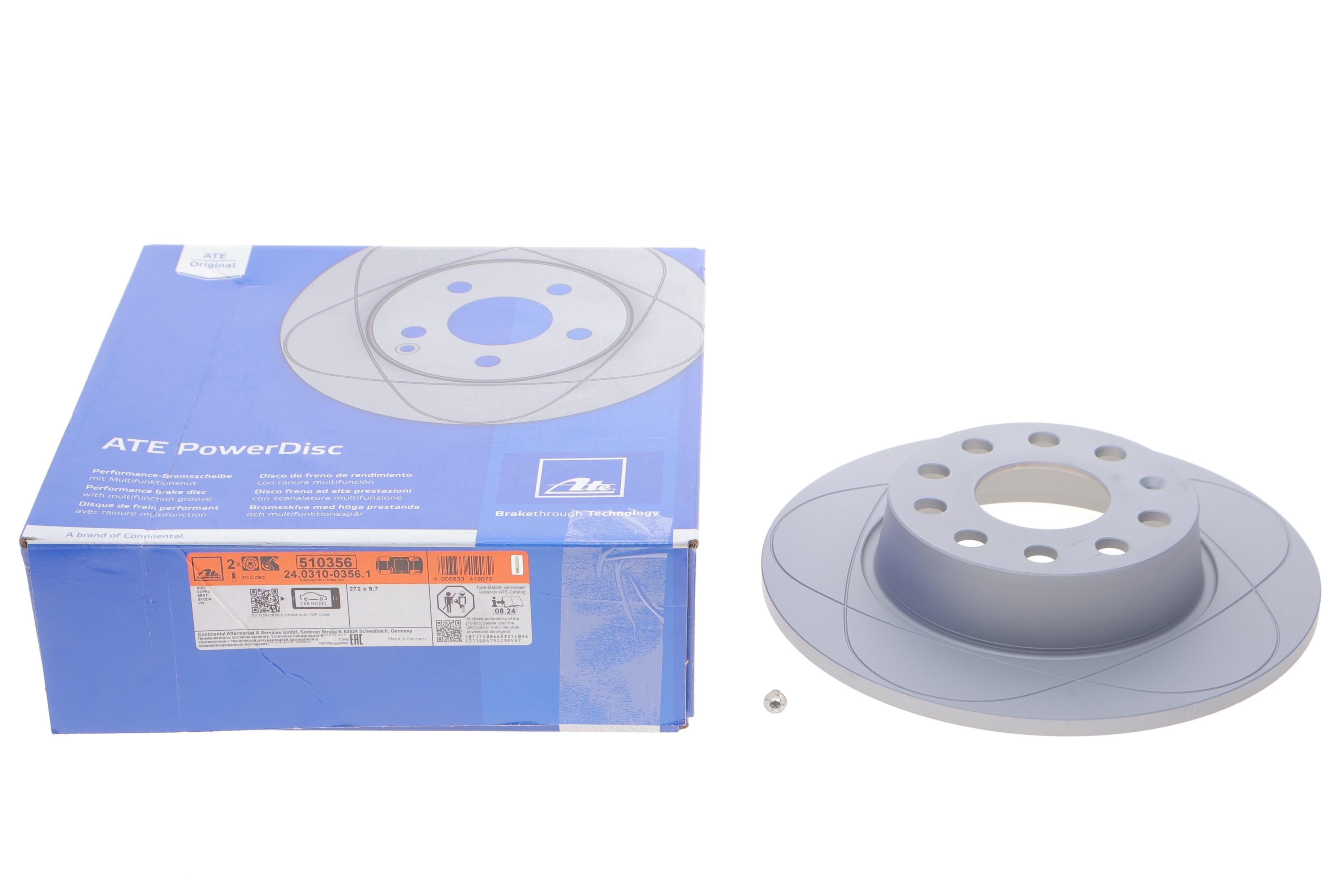 Диск гальмівний (задній) Audi A3/Skoda Octavia/VW Caddy 03-/Golf 08- (272x10)(з покр.) PowerDisc